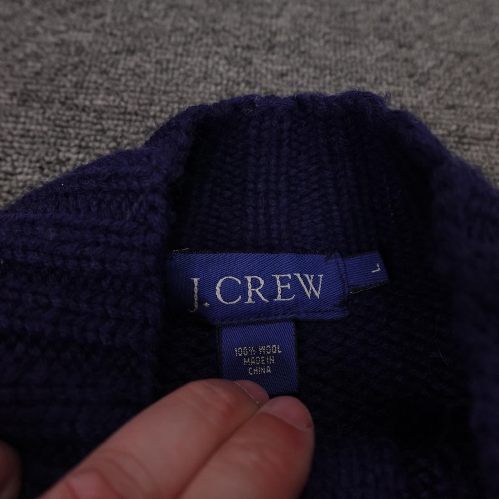 Vintage J Crew Sweater Mens Large Gold Navy Fair Isle Wool 1/4 Zip Mock Neck - Thumbnail 6
