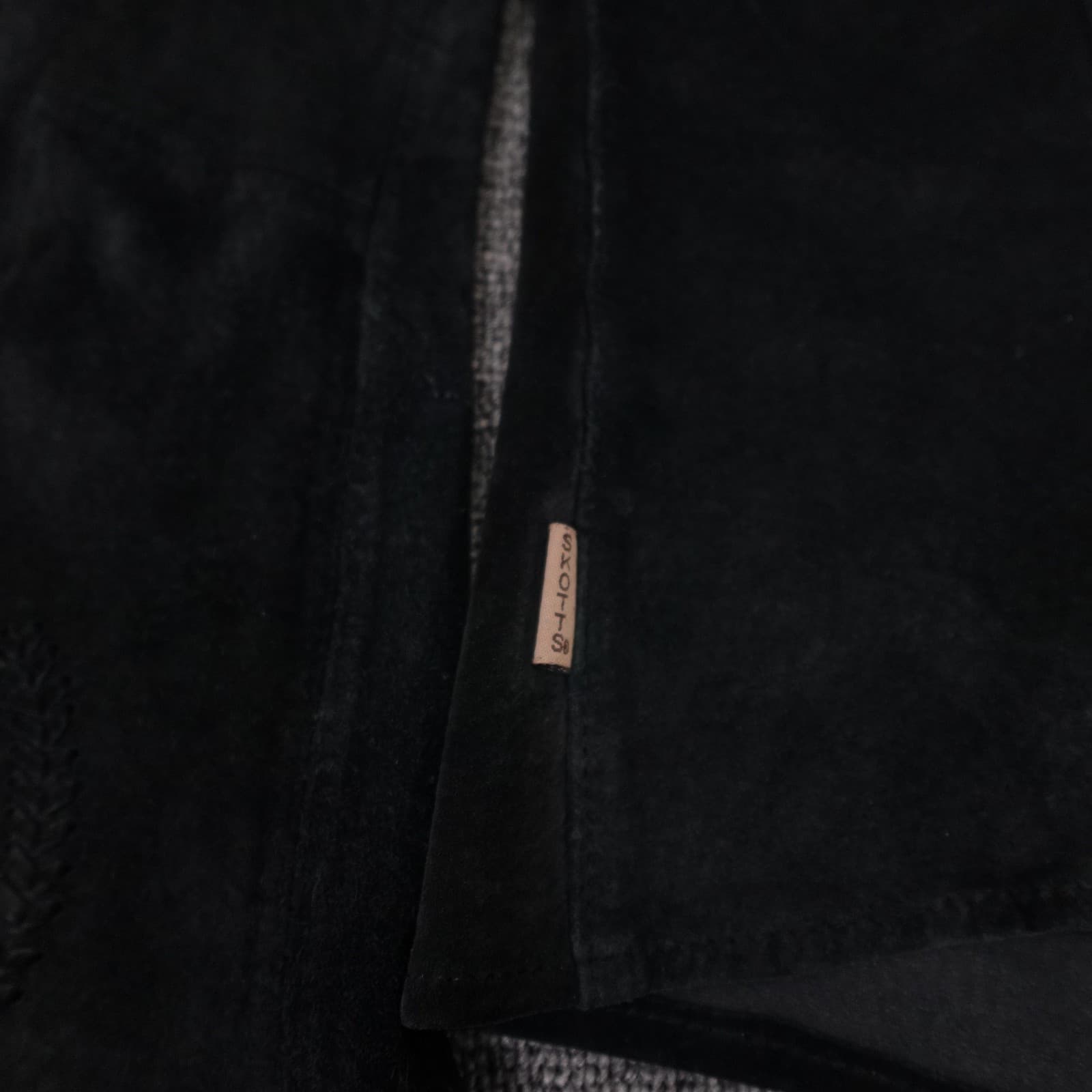 Skotts Suede Shirt Jacket Womens Medium Black Embroidered Suede Button Front - Thumbnail 12