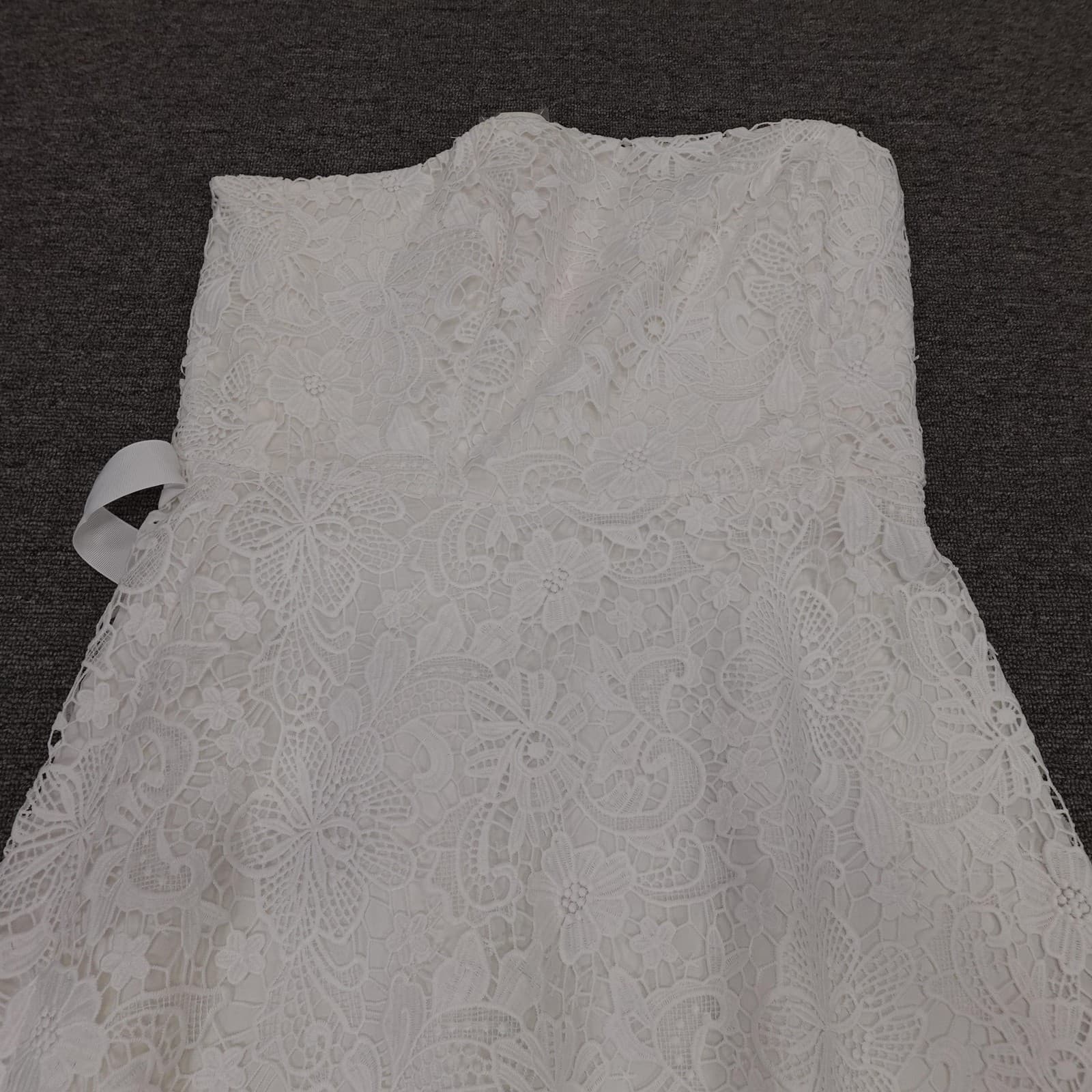Lilly Pulitzer Sienna Dress Womens 14 White Floral Lace Strapless Fit & Flare - Thumbnail 2