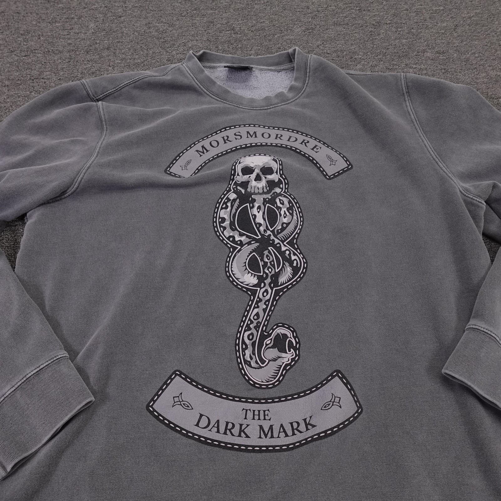 Harry Potter Sweatshirt Mens Large Gray Dark Mark Skull Snake Graphic Fleece - Thumbnail 2