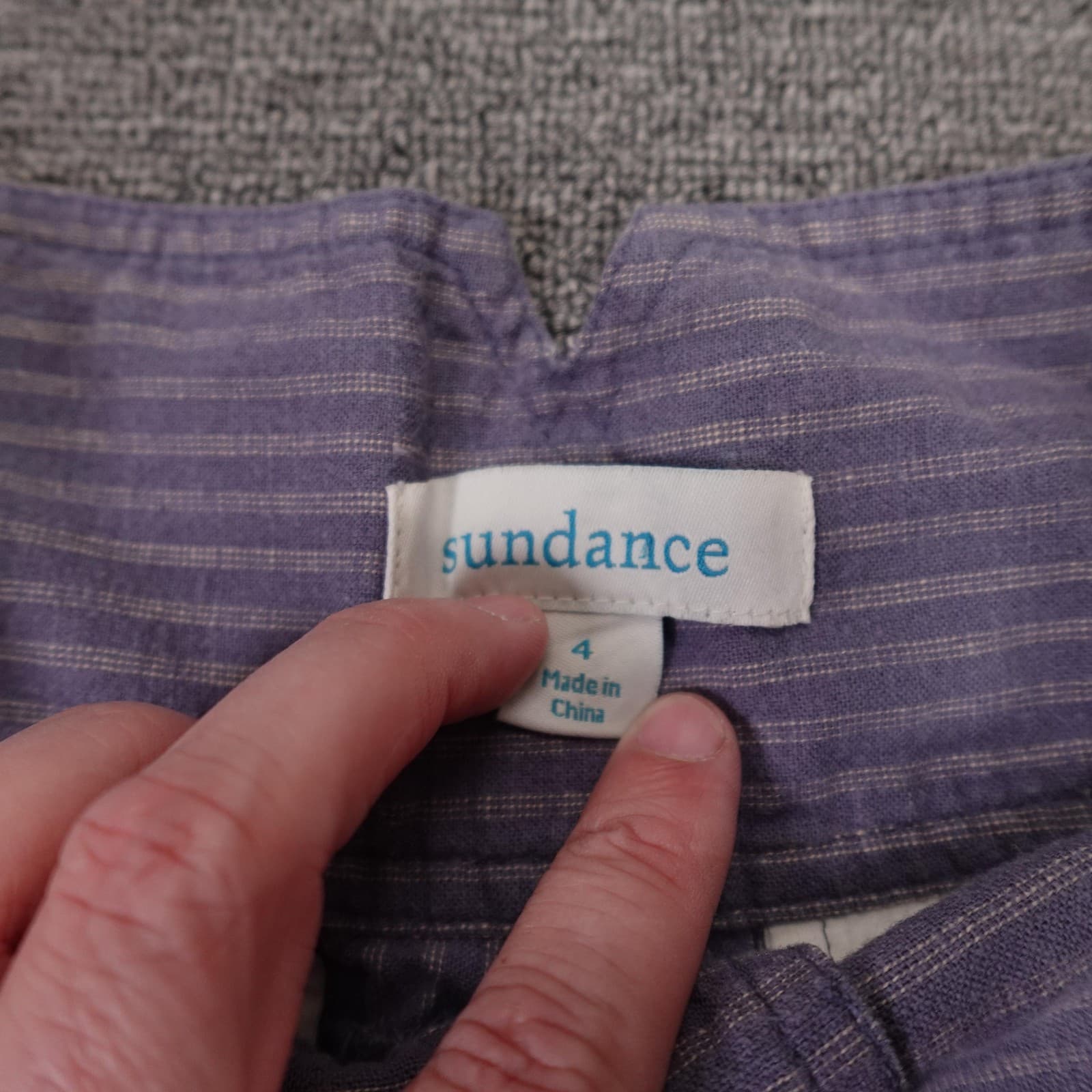 Sundance Shorts Womens 4 Purple Striped Linen Cotton Cutoff Casual Raw Hem Boho - Thumbnail 5