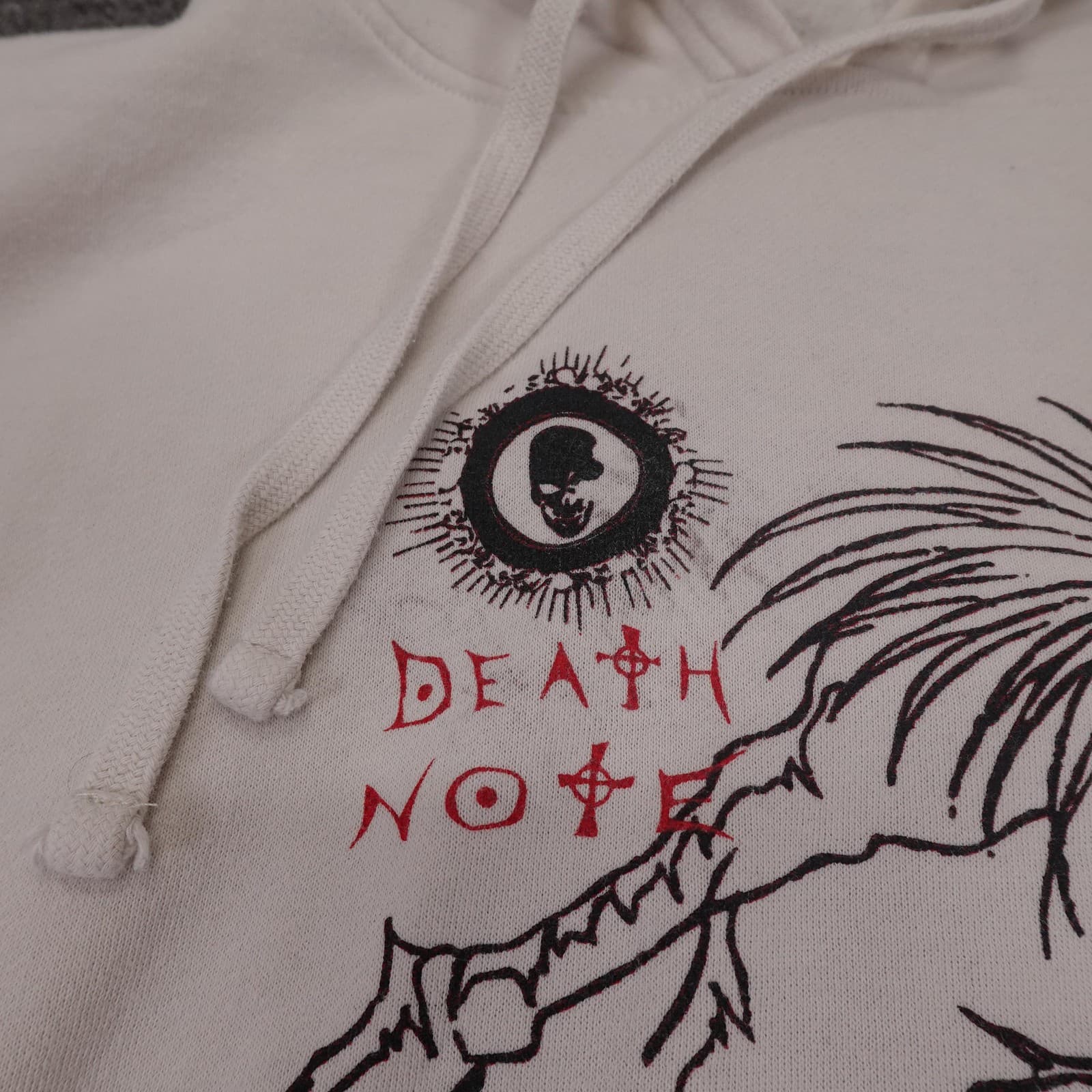 Death Note Hoodie Mens Large White Ryuk Graphic Pullover Fleece Anime Sweatshirt - Thumbnail 3