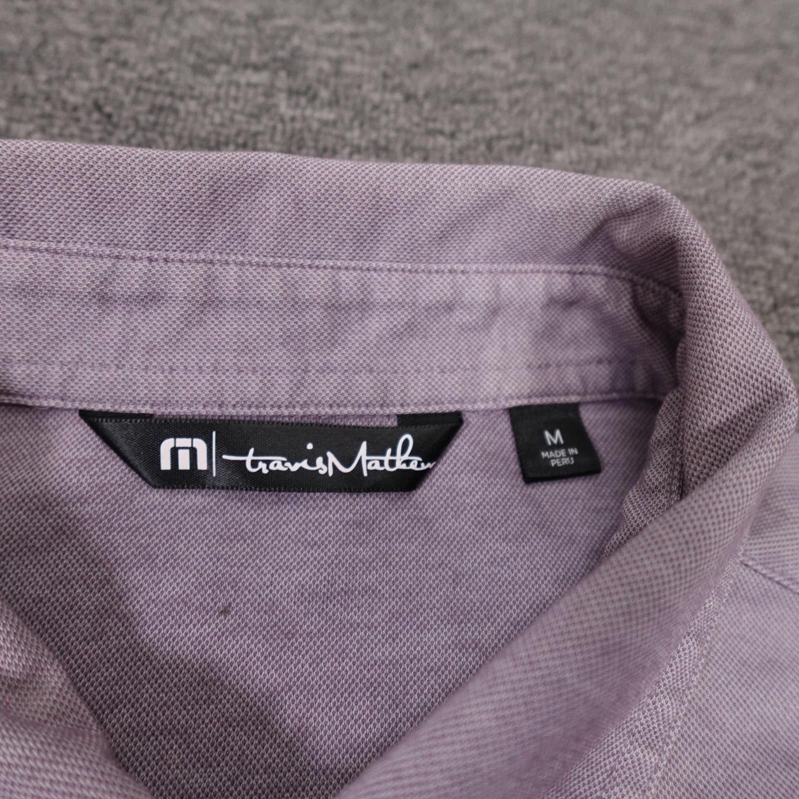 Travis Mathew Polo Shirt Mens Medium Purple Striped Pima Cotton Golf Performance - Thumbnail 3