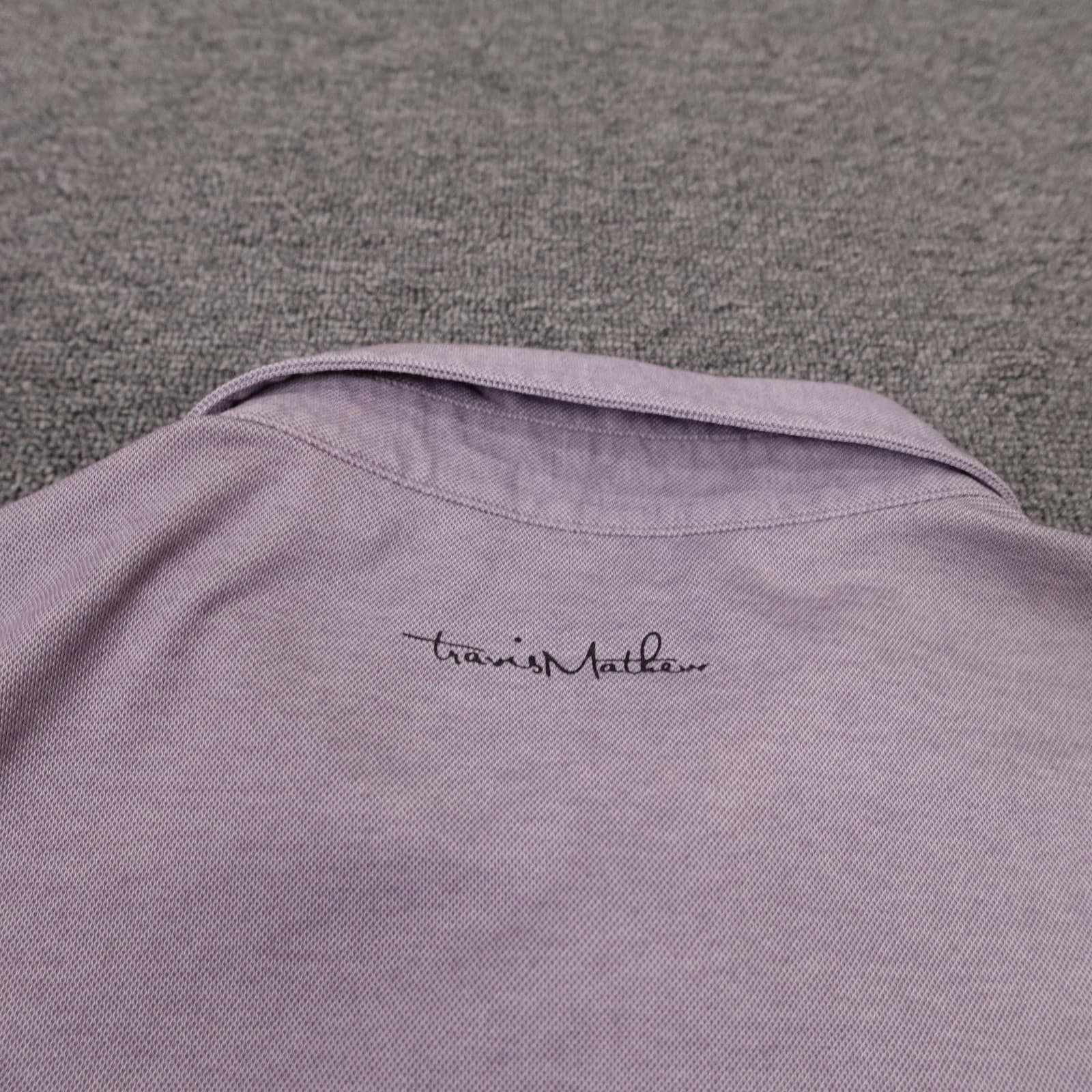 Travis Mathew Polo Shirt Mens Medium Purple Striped Pima Cotton Golf Performance - Thumbnail 7
