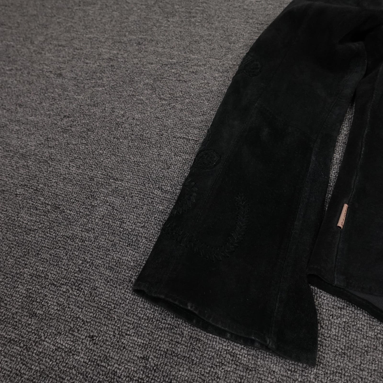 Skotts Suede Shirt Jacket Womens Medium Black Embroidered Suede Button Front - Thumbnail 11