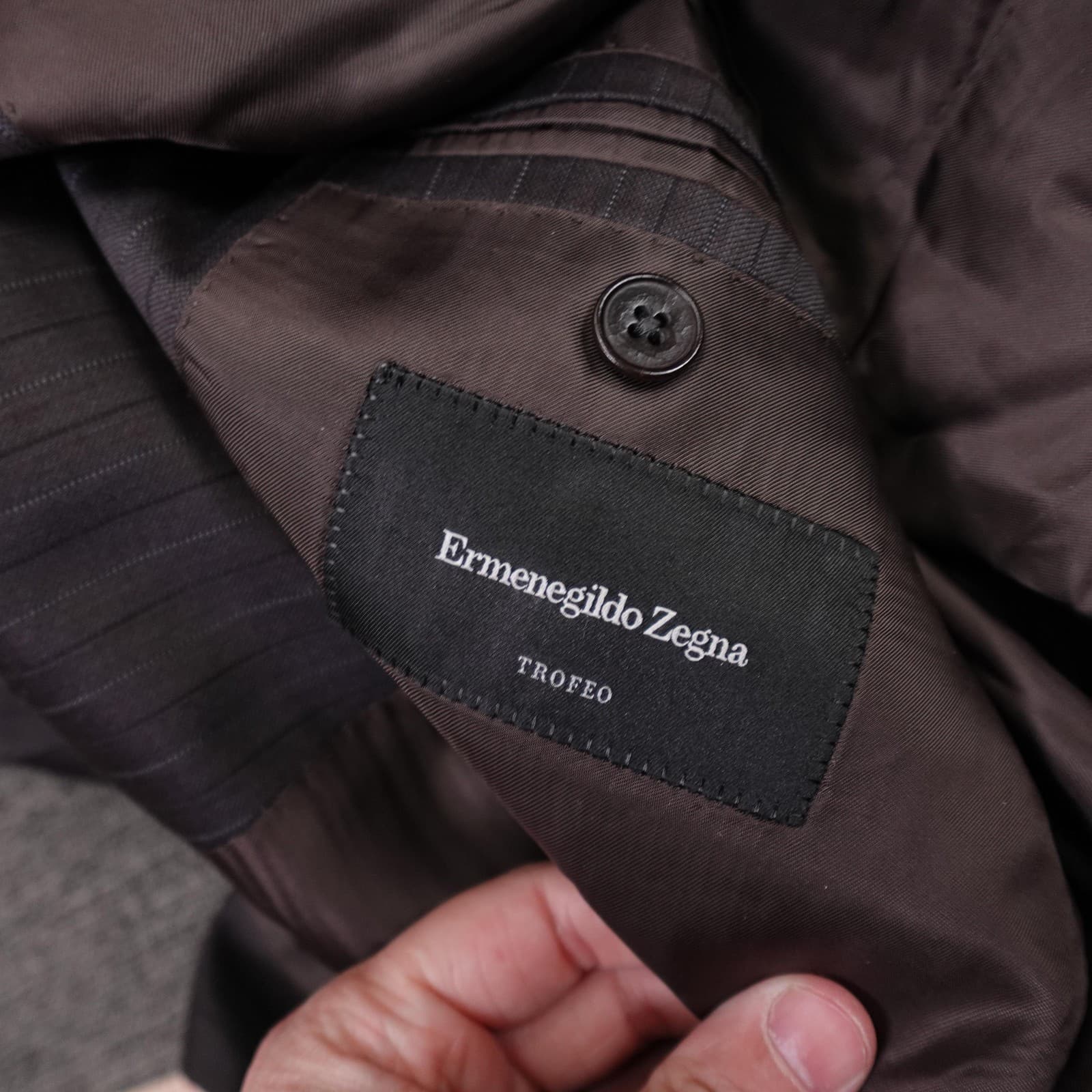 Ermenegildo Zegna Suit Jacket Mens 58L Brown Striped Trofeo Wool 3 Button - Thumbnail 9