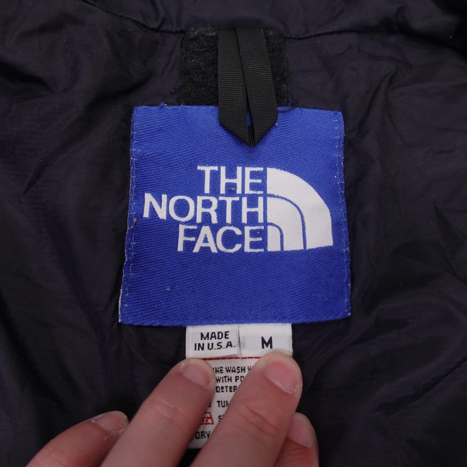 Vintage The North Face Jacket Shell Only Medium Blue Black Gore-Tex Ski Hood 90s - Thumbnail 8