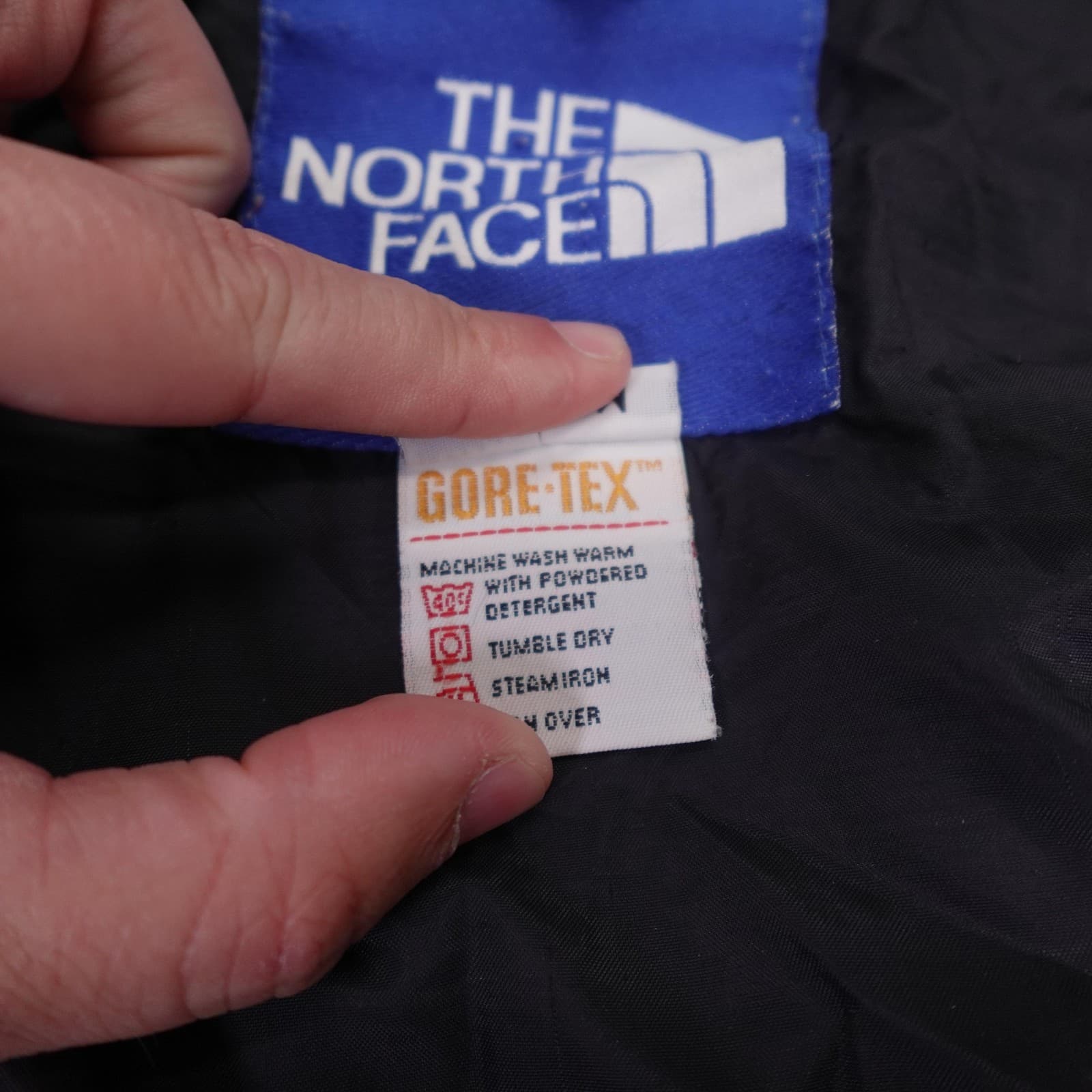 Vintage The North Face Jacket Shell Only Medium Blue Black Gore-Tex Ski Hood 90s - Thumbnail 9