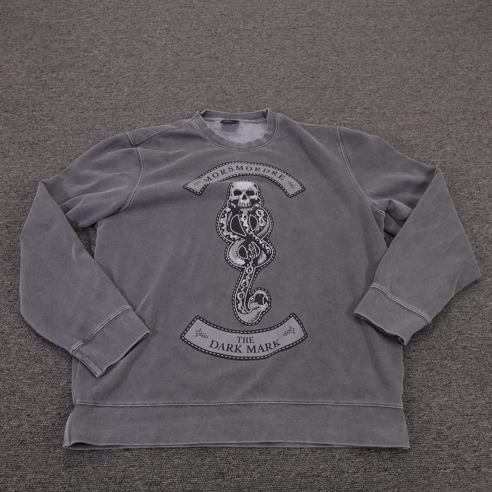 Harry Potter Sweatshirt Mens Large Gray Dark Mark Skull Snake Graphic Fleece