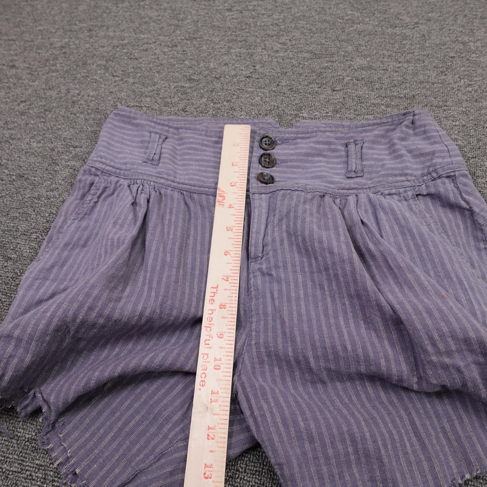 Sundance Shorts Womens 4 Purple Striped Linen Cotton Cutoff Casual Raw Hem Boho - Thumbnail 9