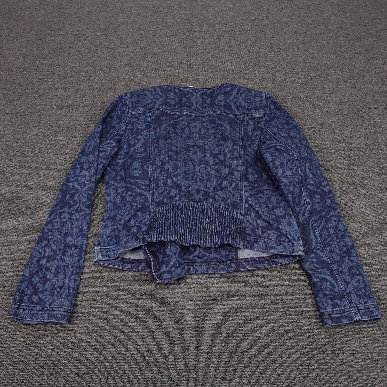 White House Black Market Jacket Womens 10 Blue Denim Moto Asymmetrical Zip - Thumbnail 7