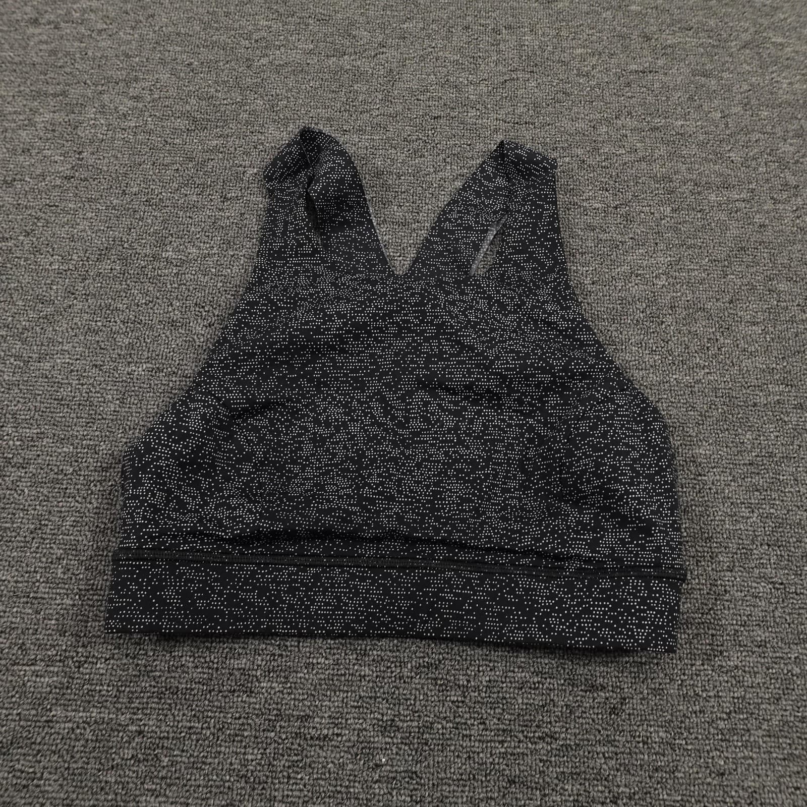 Lululemon Bra Womens 6 Black White Speckle Racerback Athletic Yoga Gym Sports