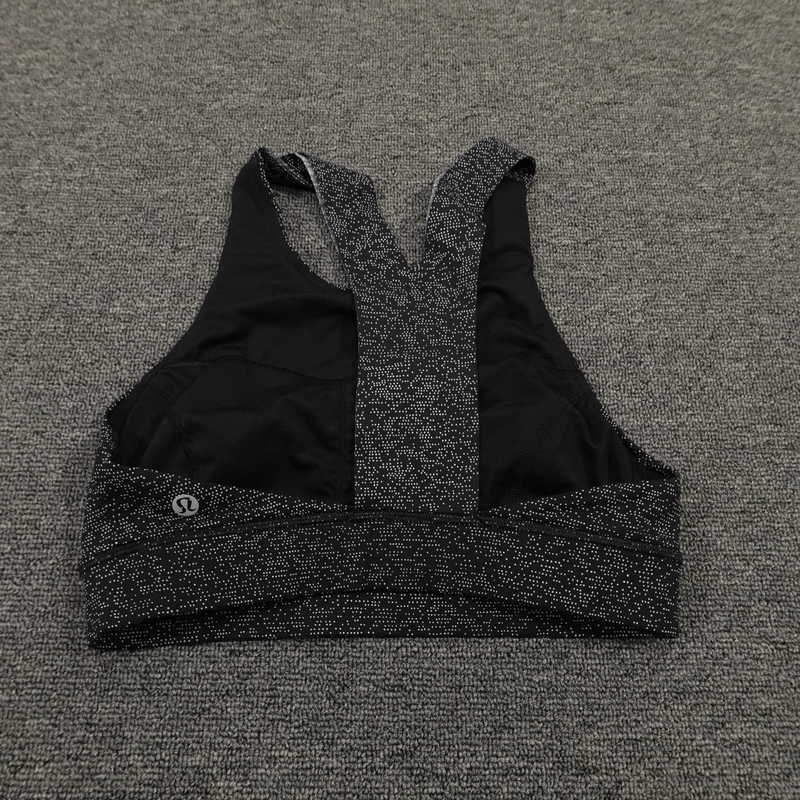 Lululemon Bra Womens 6 Black White Speckle Racerback Athletic Yoga Gym Sports - Thumbnail 2