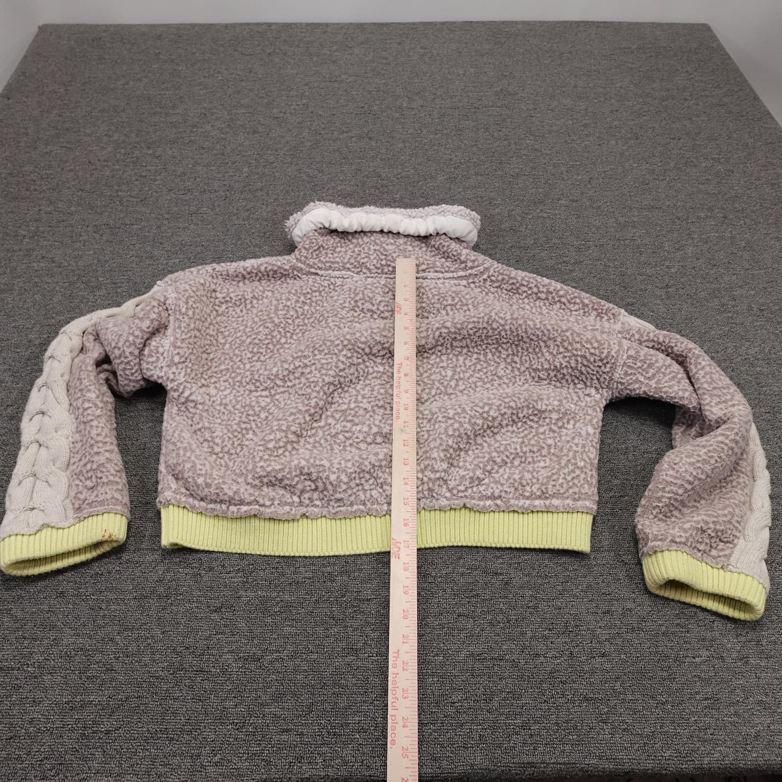 Free People Sweater Womens Small Sherpa Fleece High Neck Cropped Pullover - Thumbnail 6