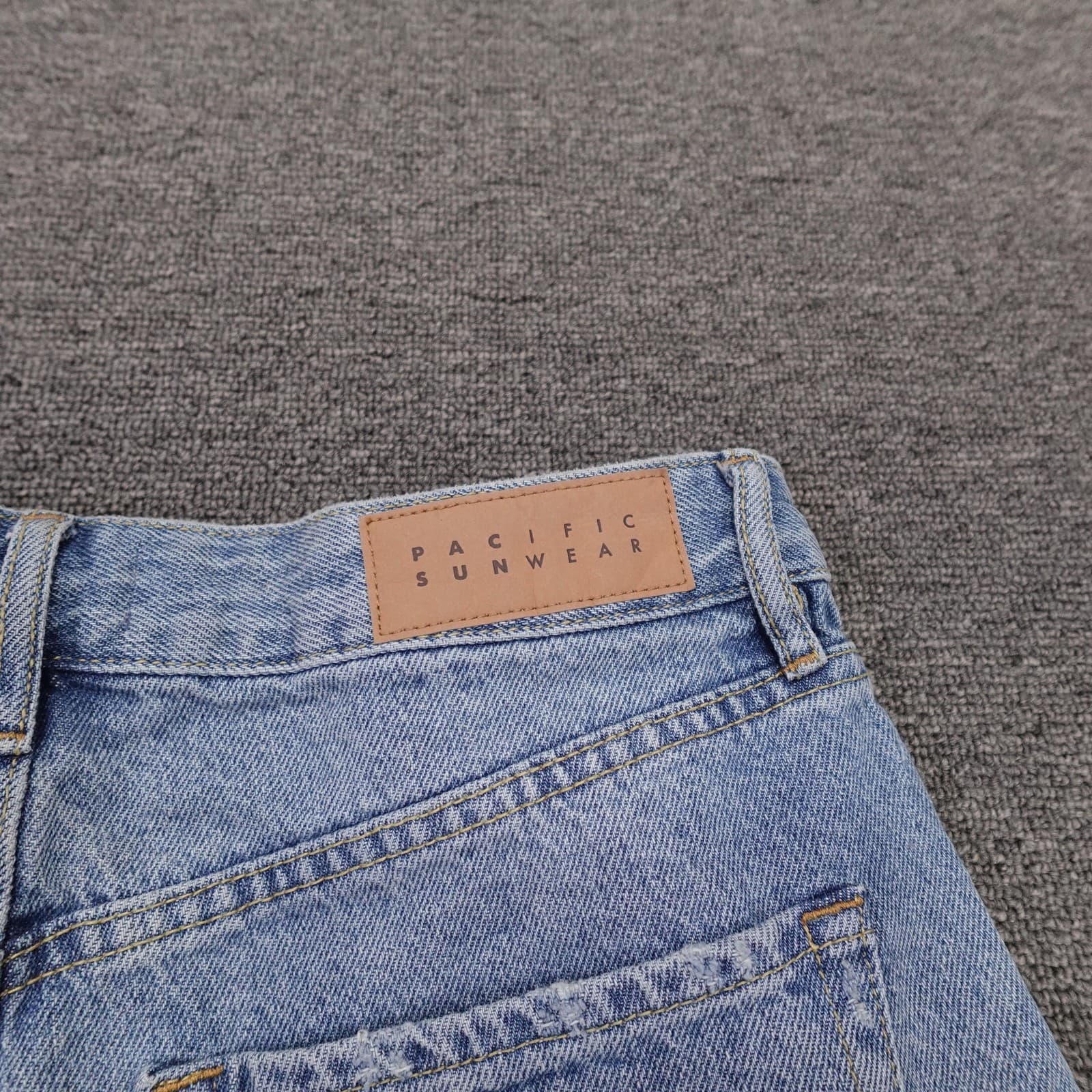 PacSun High Rise Festival Shorts Womens 27 Blue Denim Distressed Cutoff Raw Hem - Thumbnail 7