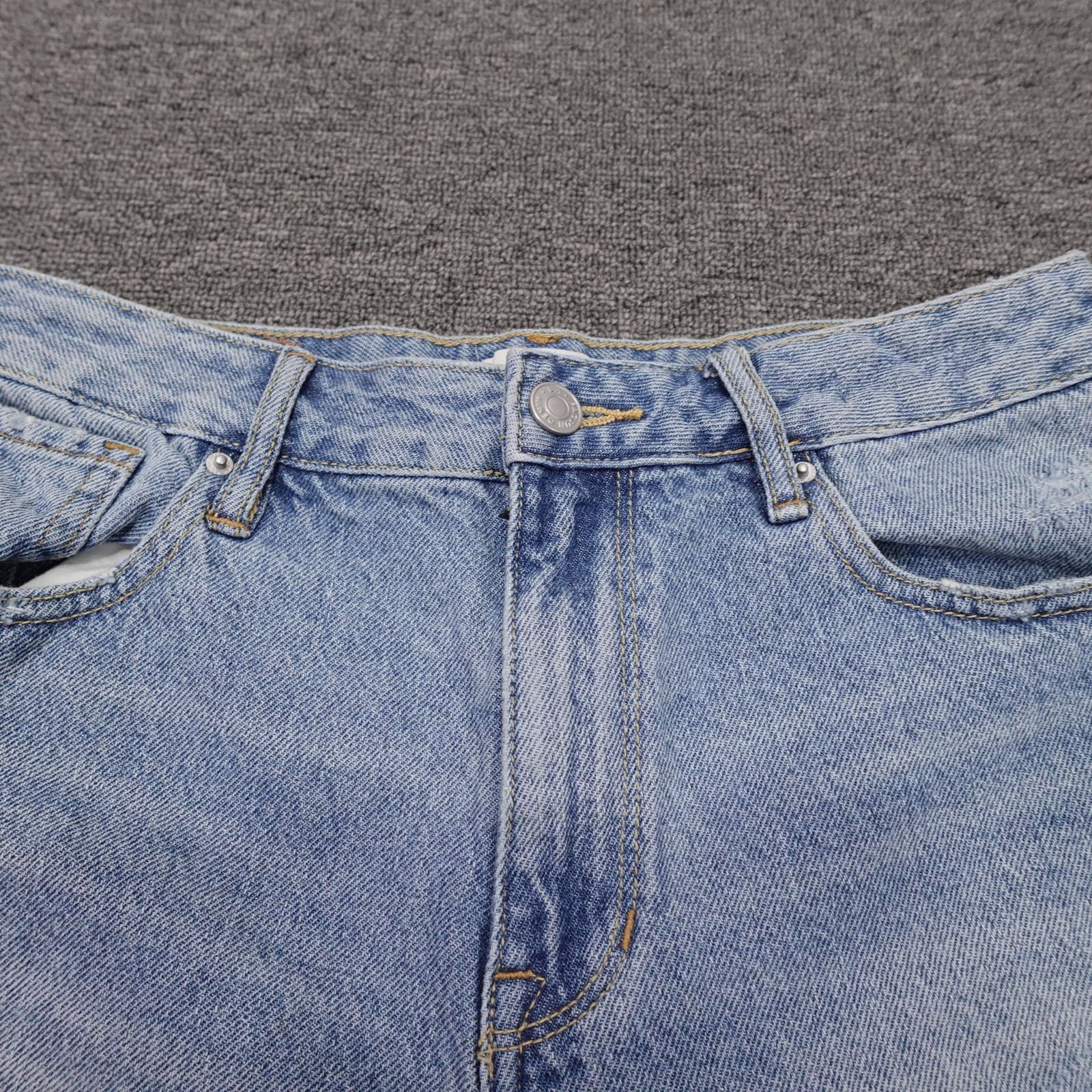 PacSun High Rise Festival Shorts Womens 27 Blue Denim Distressed Cutoff Raw Hem - Thumbnail 2