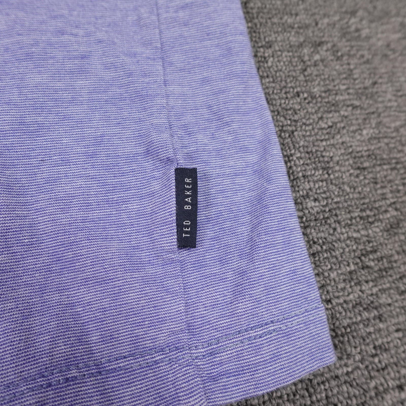 Ted Baker Polo Shirt Mens Large Purple Striped Contrast Collar Chest Pocket - Thumbnail 2
