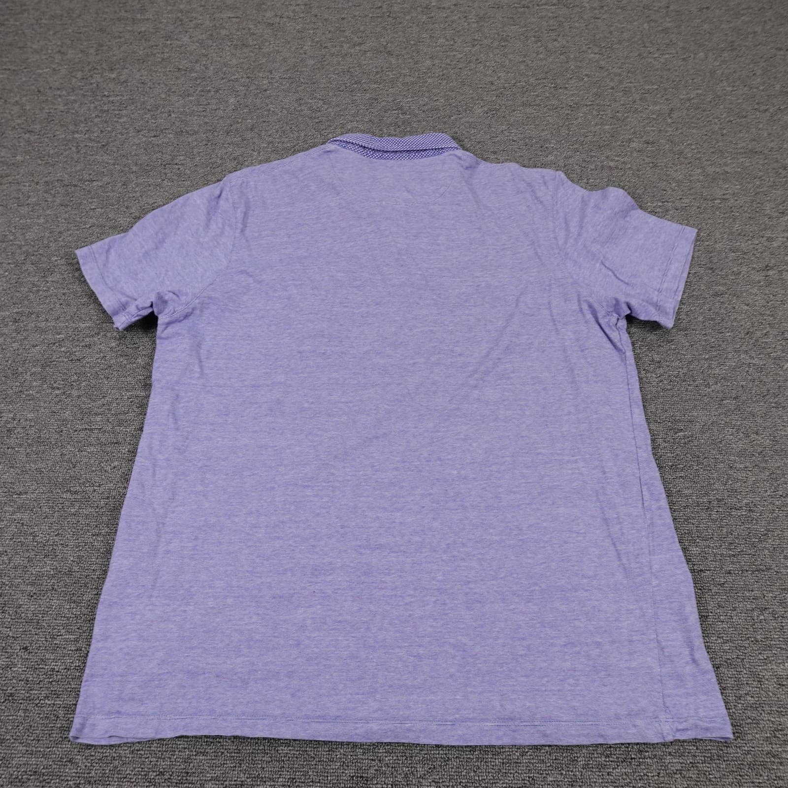 Ted Baker Polo Shirt Mens Large Purple Striped Contrast Collar Chest Pocket - Thumbnail 7