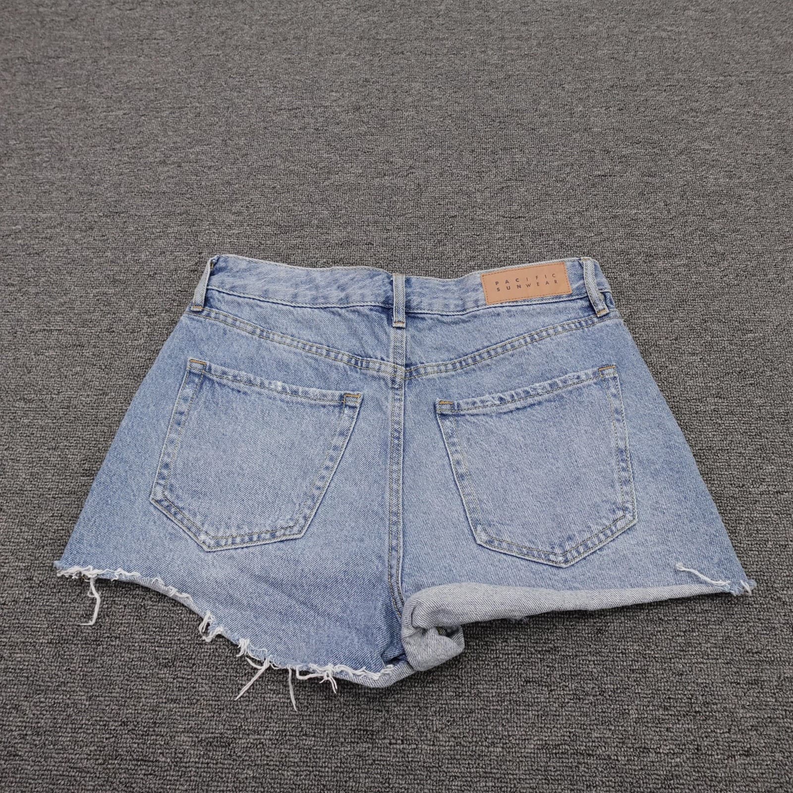 PacSun High Rise Festival Shorts Womens 27 Blue Denim Distressed Cutoff Raw Hem - Thumbnail 8