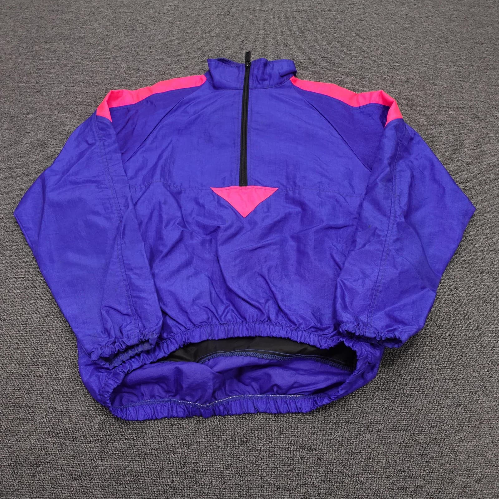 Vintage Sunbuster Jacket Mens Medium Purple Pink 1/2 Zip Colorblock Windbreaker