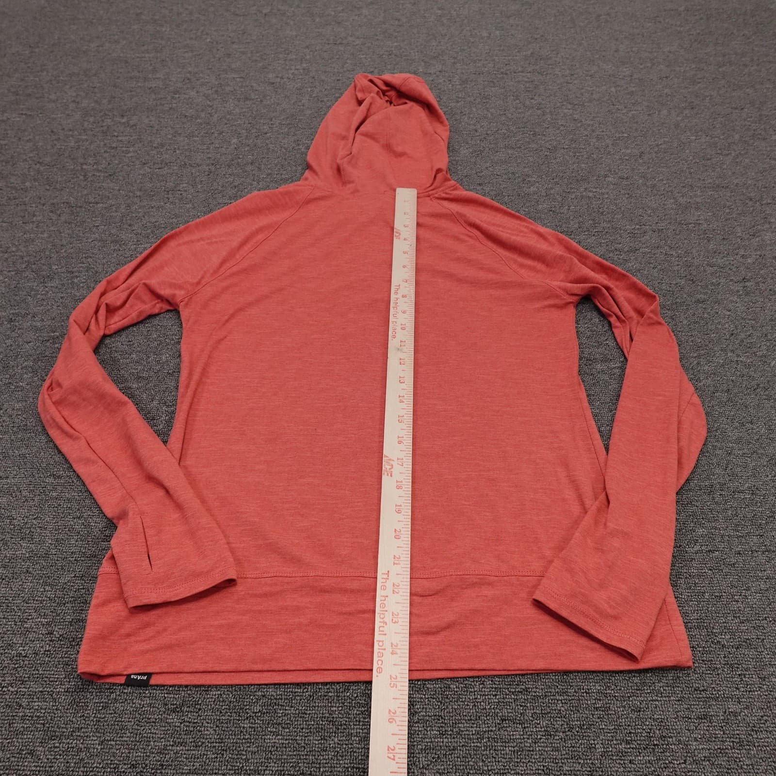 PrAna Hoodie Womens Small Red Lightweight Henley Button Pullover Stretch Jersey - Thumbnail 6