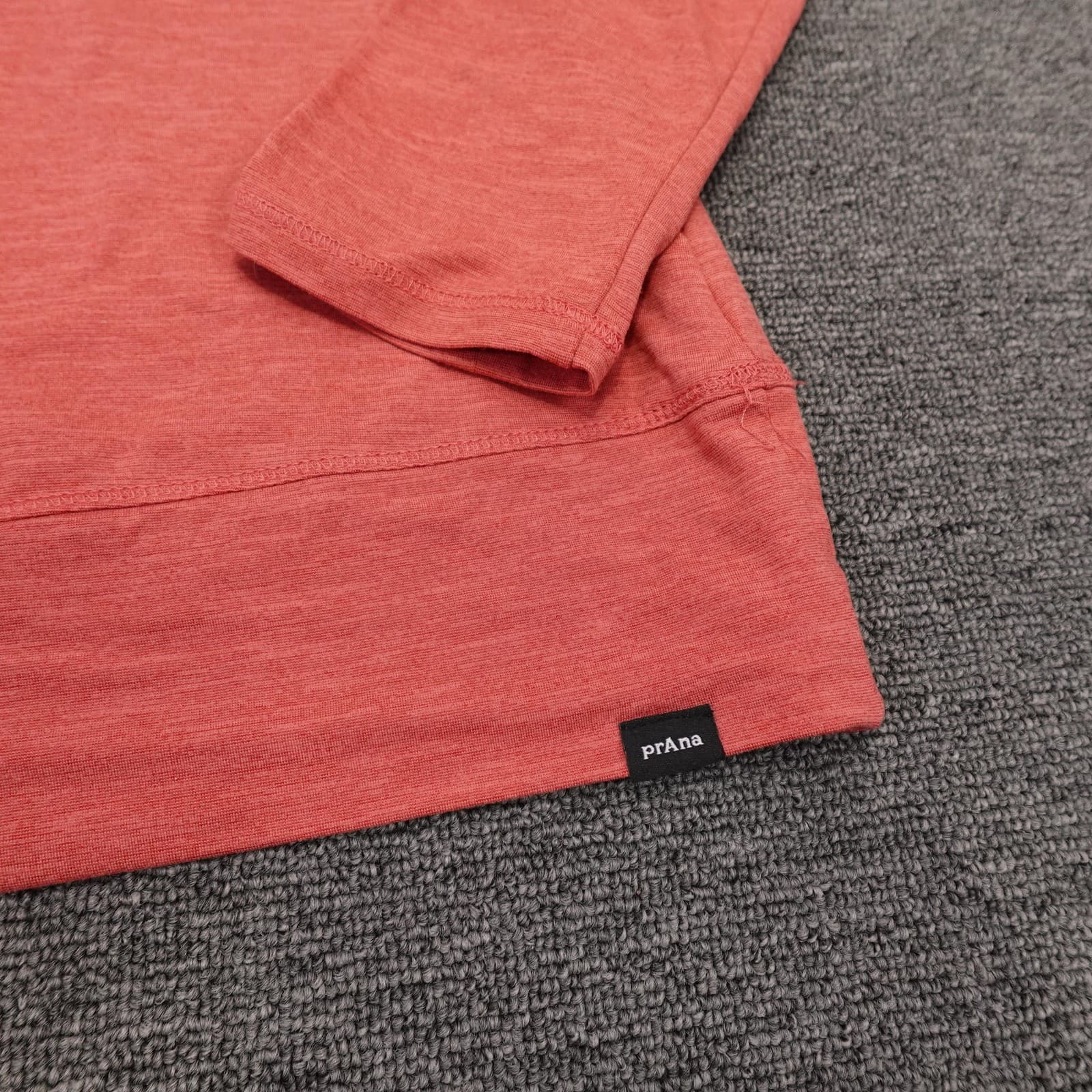 PrAna Hoodie Womens Small Red Lightweight Henley Button Pullover Stretch Jersey - Thumbnail 2