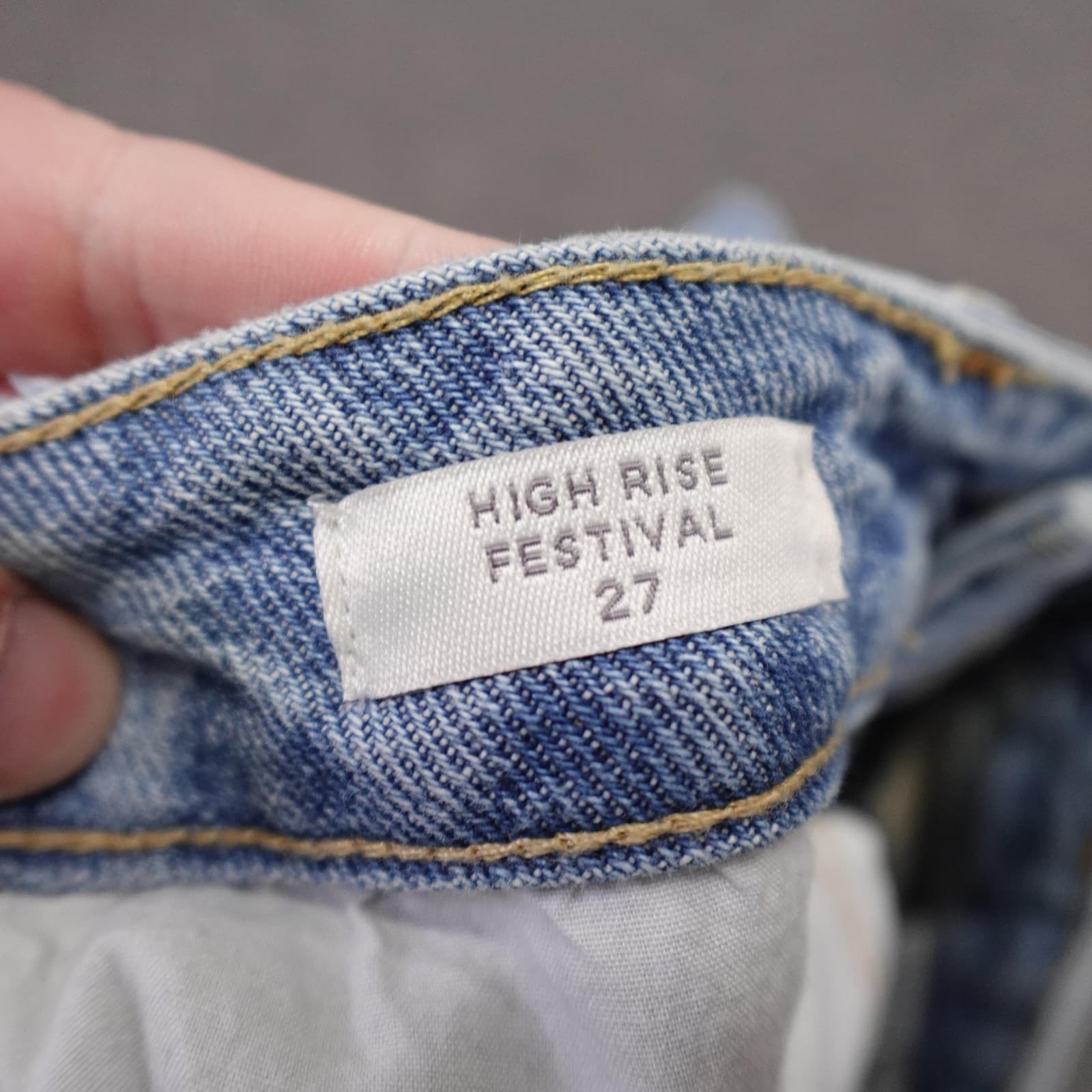 PacSun High Rise Festival Shorts Womens 27 Blue Denim Distressed Cutoff Raw Hem - Thumbnail 4