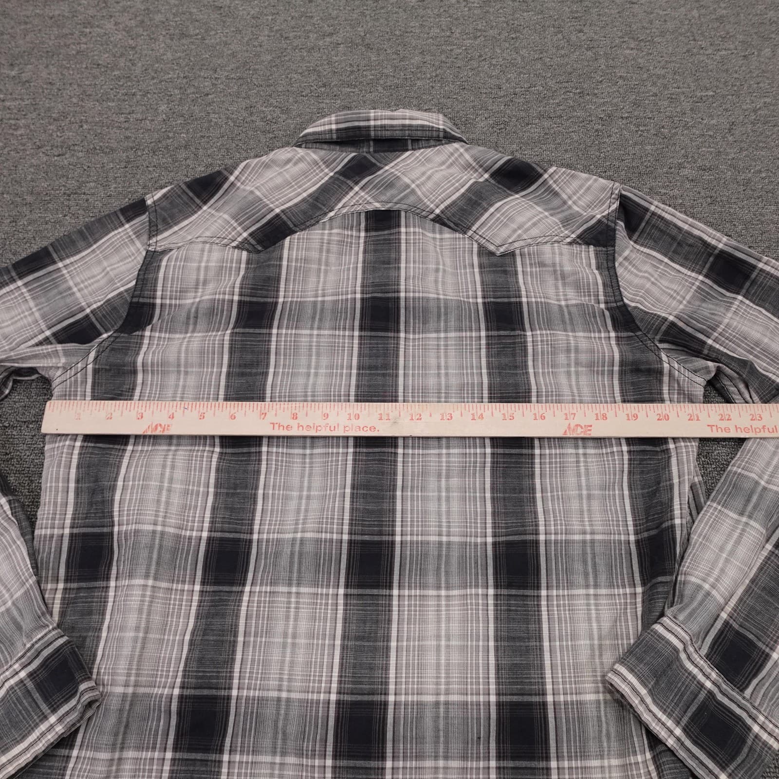 Levis Shirt Mens Medium Gray Plaid Long Sleeve Western Snap Cowboy Casual Woven - Thumbnail 4