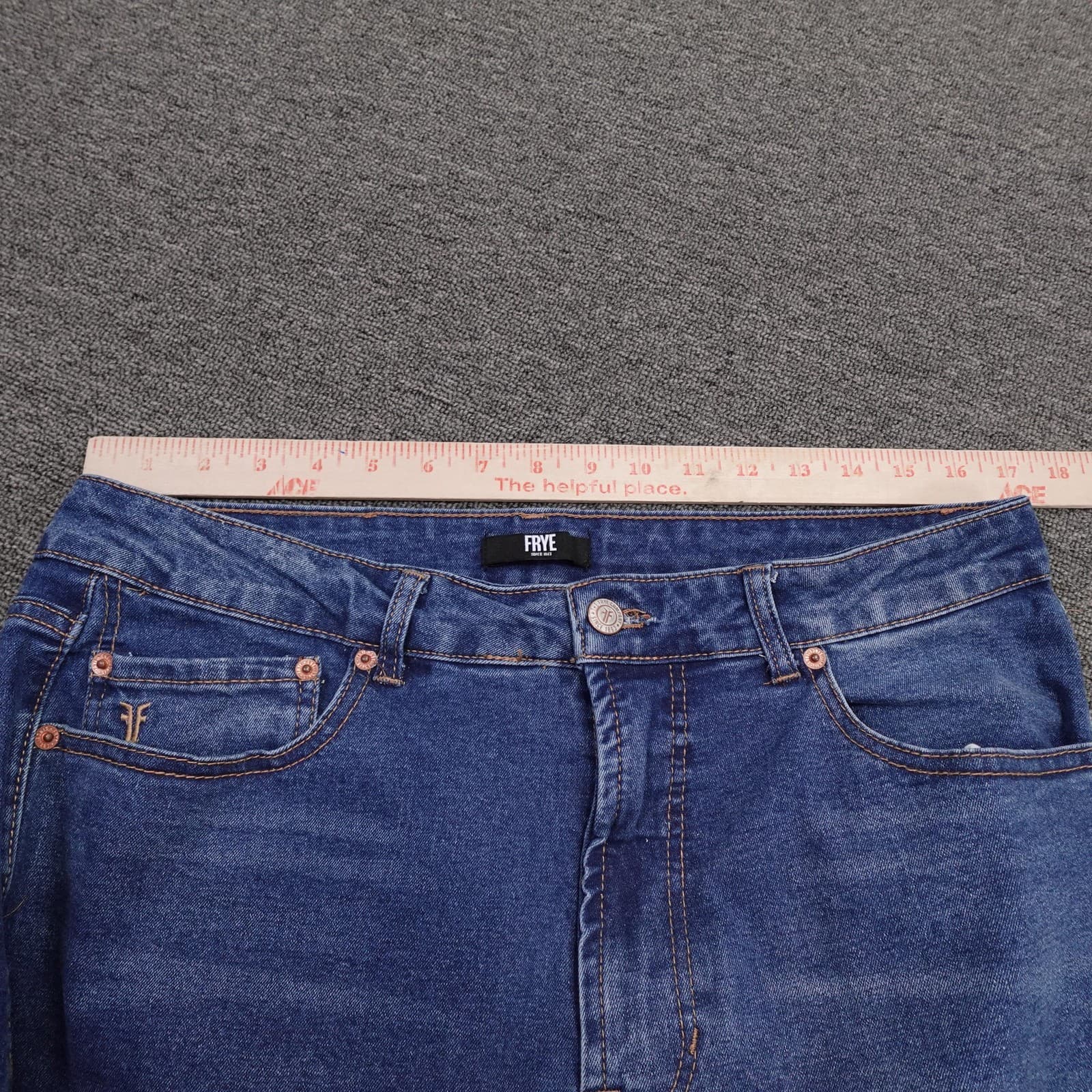 Frye Jeans Womens 12/31 Blue Medium Wash Mid Rise Straight Stretch 32x31 Denim - Thumbnail 9