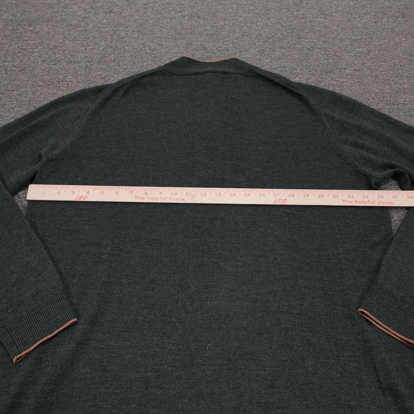 Hart Schaffner Marx Sweater Mens XLT Green Merino Wool Quarter Zip Mock Neck - Thumbnail 4