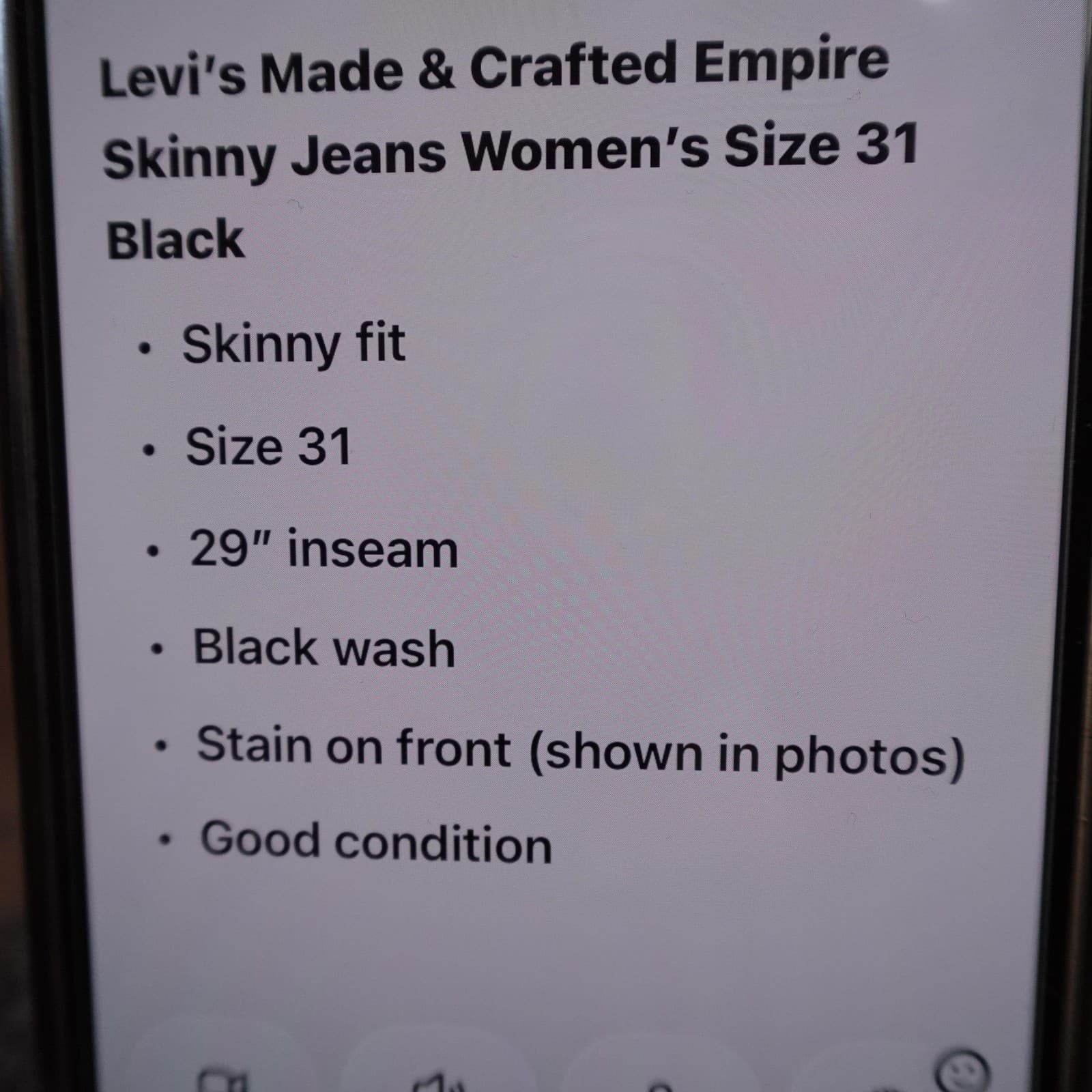 Levis Made & Crafted Empire Skinny Jeans Womens 31 Black Mid Rise 31x29 Denim - Thumbnail 17