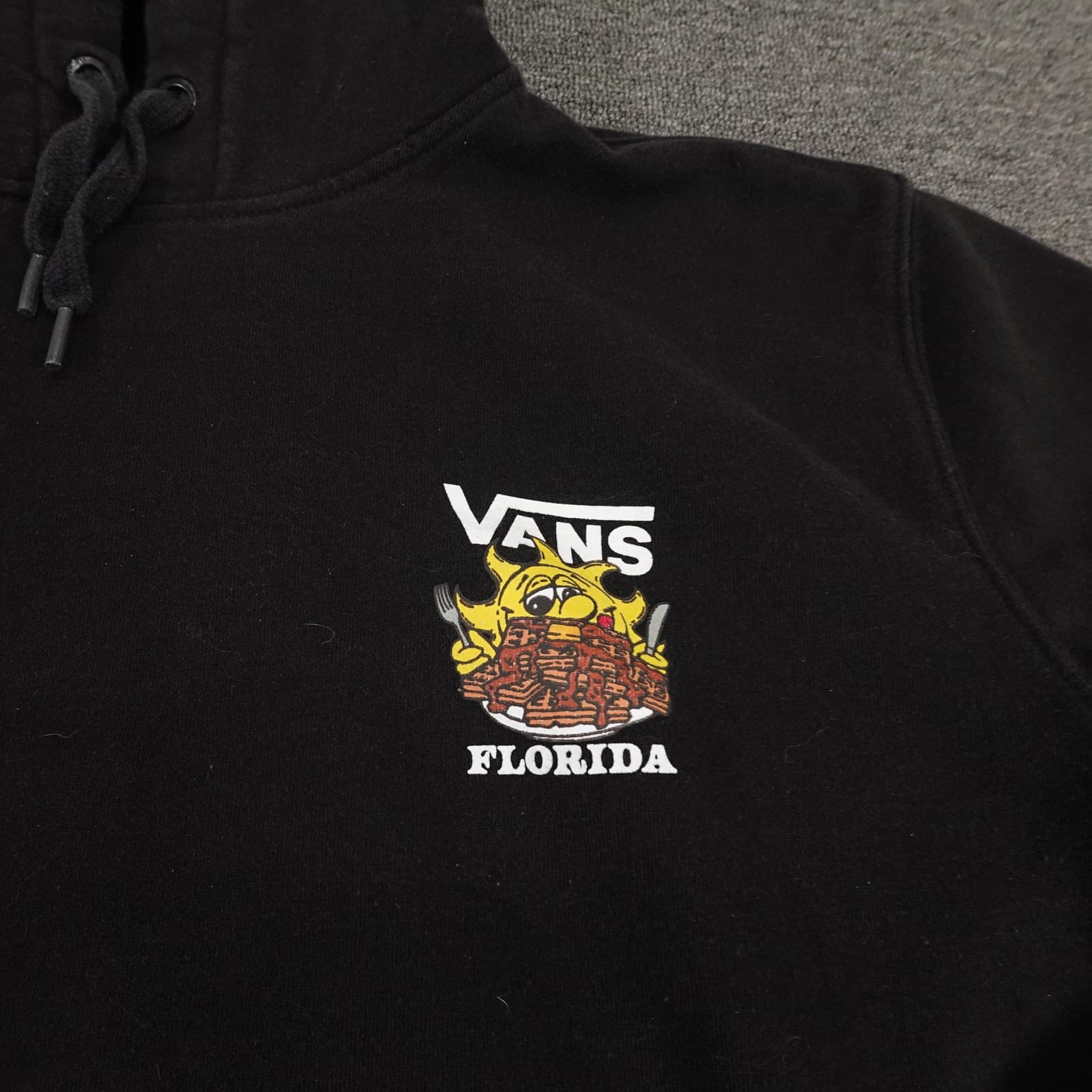 Vans Hoodie Mens Medium Black Florida Sunshine State Waffles Graphic Pullover - Thumbnail 3