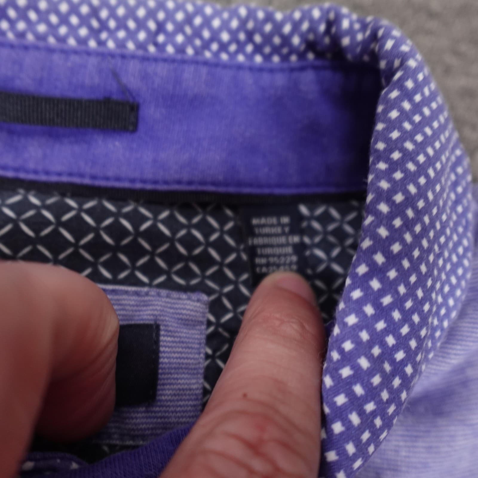Ted Baker Polo Shirt Mens Large Purple Striped Contrast Collar Chest Pocket - Thumbnail 4