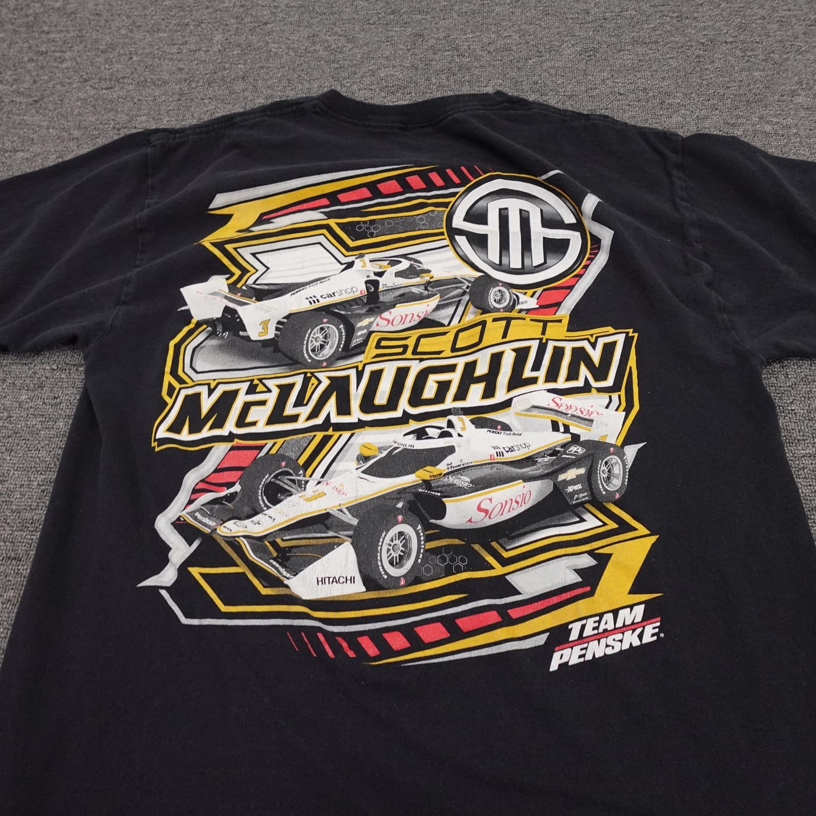 Team Penske Shirt Mens Large Black IndyCar Racing Scott McLaughlin 3 Tee - Thumbnail 3