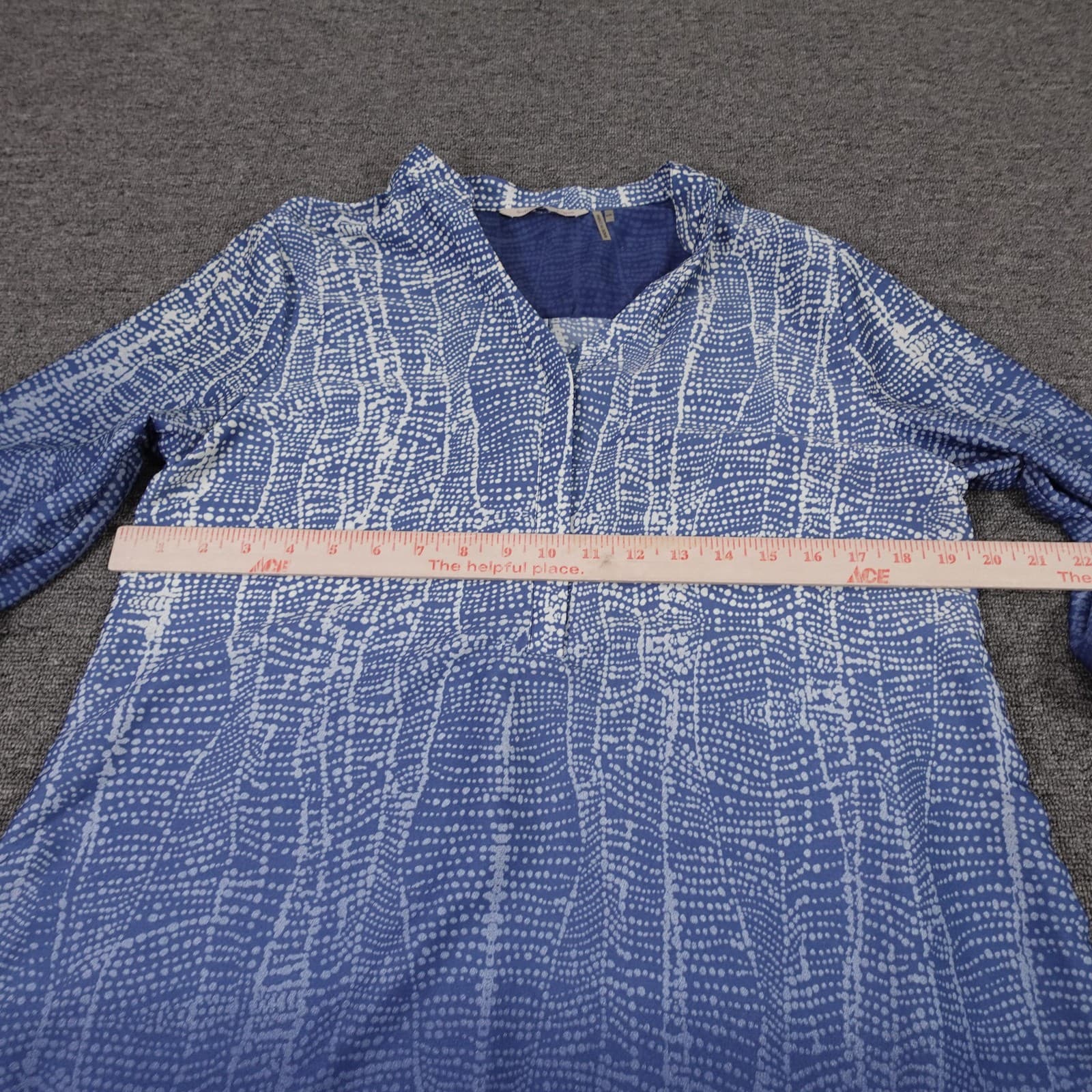 Soft Surroundings Blouse Womens PS Blue Geometric Print Tunic 3/4 Sleeve V Neck - Thumbnail 3