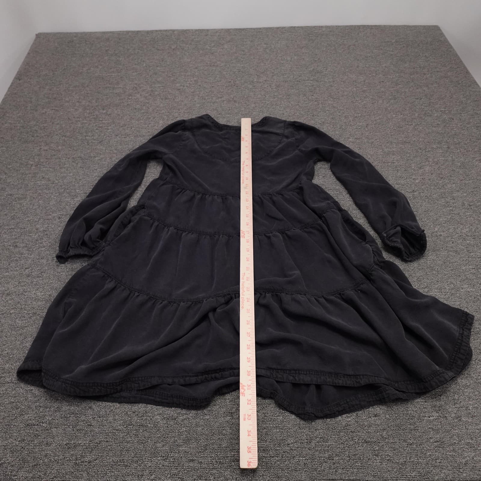 Maeve Dress Womens Small Black Long Sleeve Tiered Swing Trapeze Pockets - Thumbnail 7