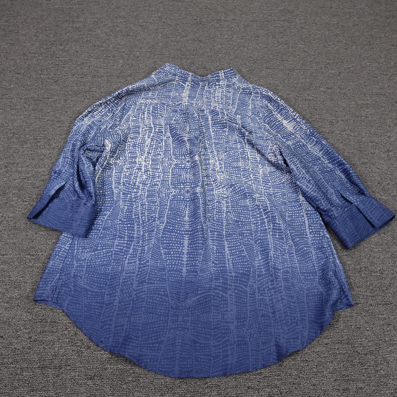 Soft Surroundings Blouse Womens PS Blue Geometric Print Tunic 3/4 Sleeve V Neck - Thumbnail 5