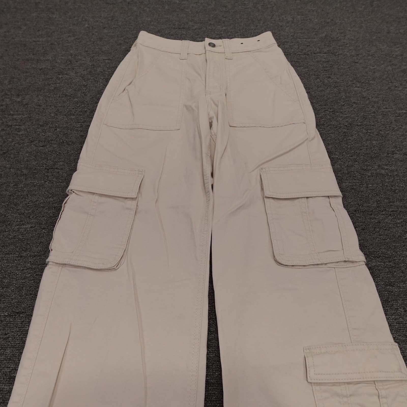 Hollister Cargo Pants Womens 00 Beige Ultra High-Rise Baggy Twill Stretch - Thumbnail 2
