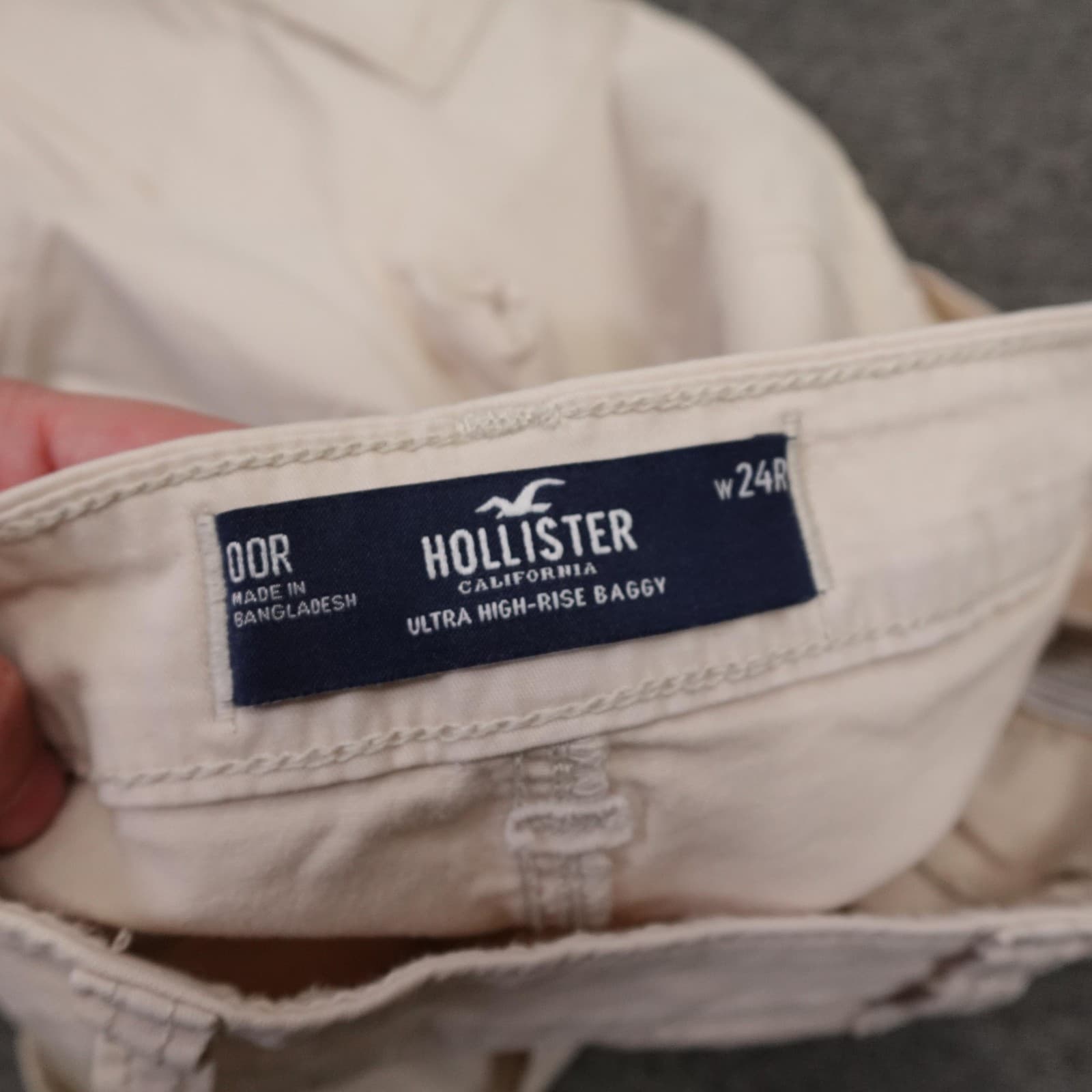 Hollister Cargo Pants Womens 00 Beige Ultra High-Rise Baggy Twill Stretch - Thumbnail 5