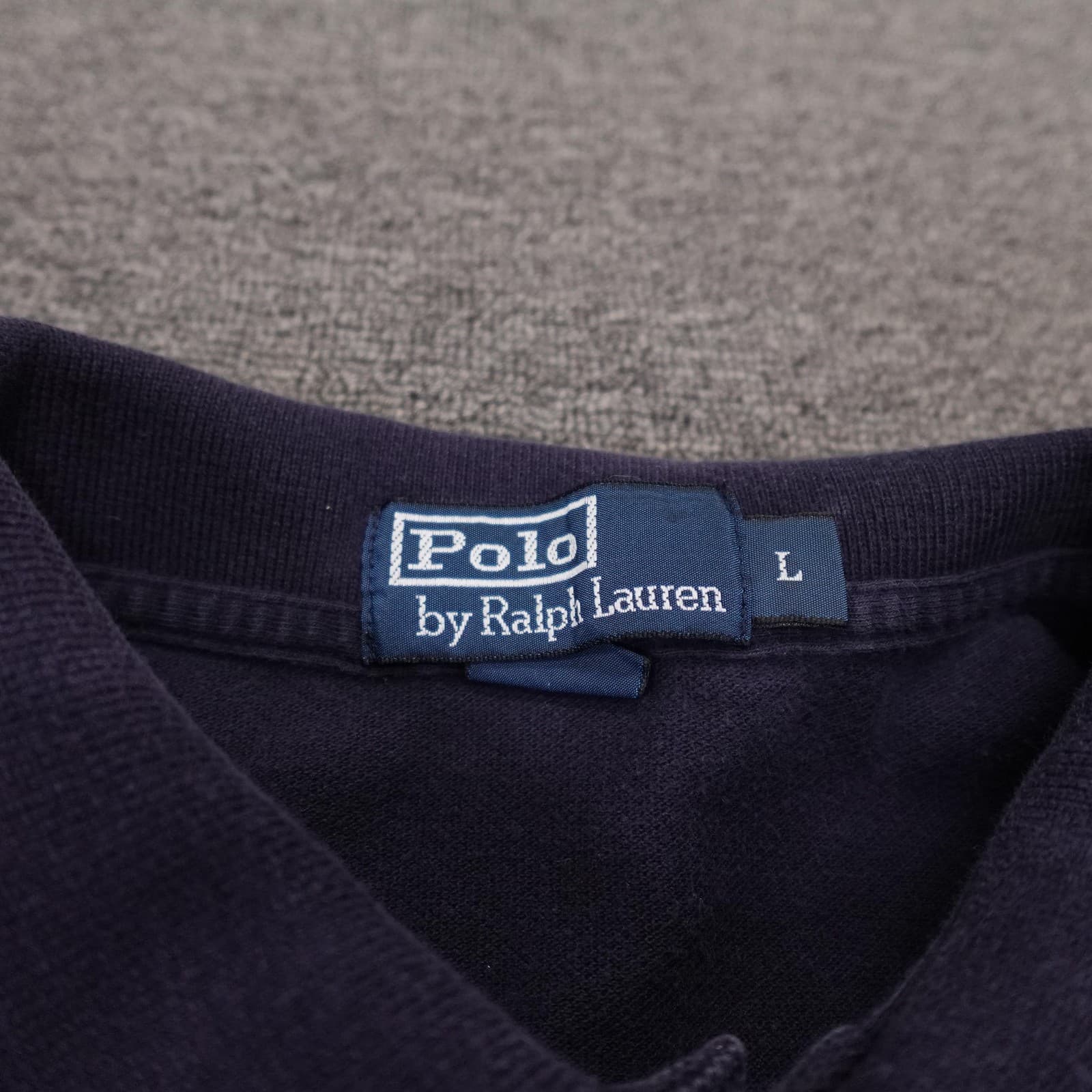Polo By Ralph Lauren Polo Shirt Mens Large Navy Blue Long Sleeve Cotton Knit - Thumbnail 3