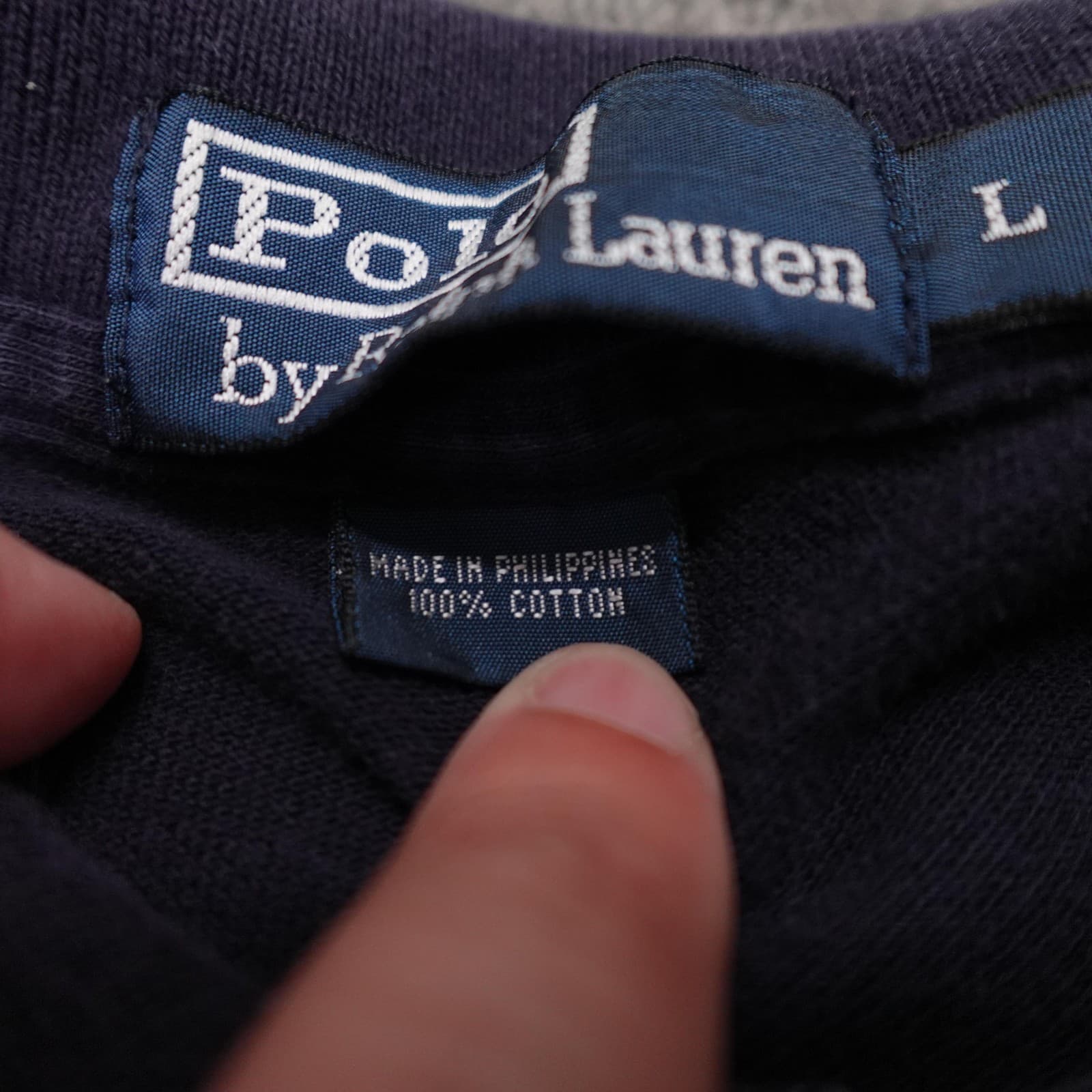 Polo By Ralph Lauren Polo Shirt Mens Large Navy Blue Long Sleeve Cotton Knit - Thumbnail 4