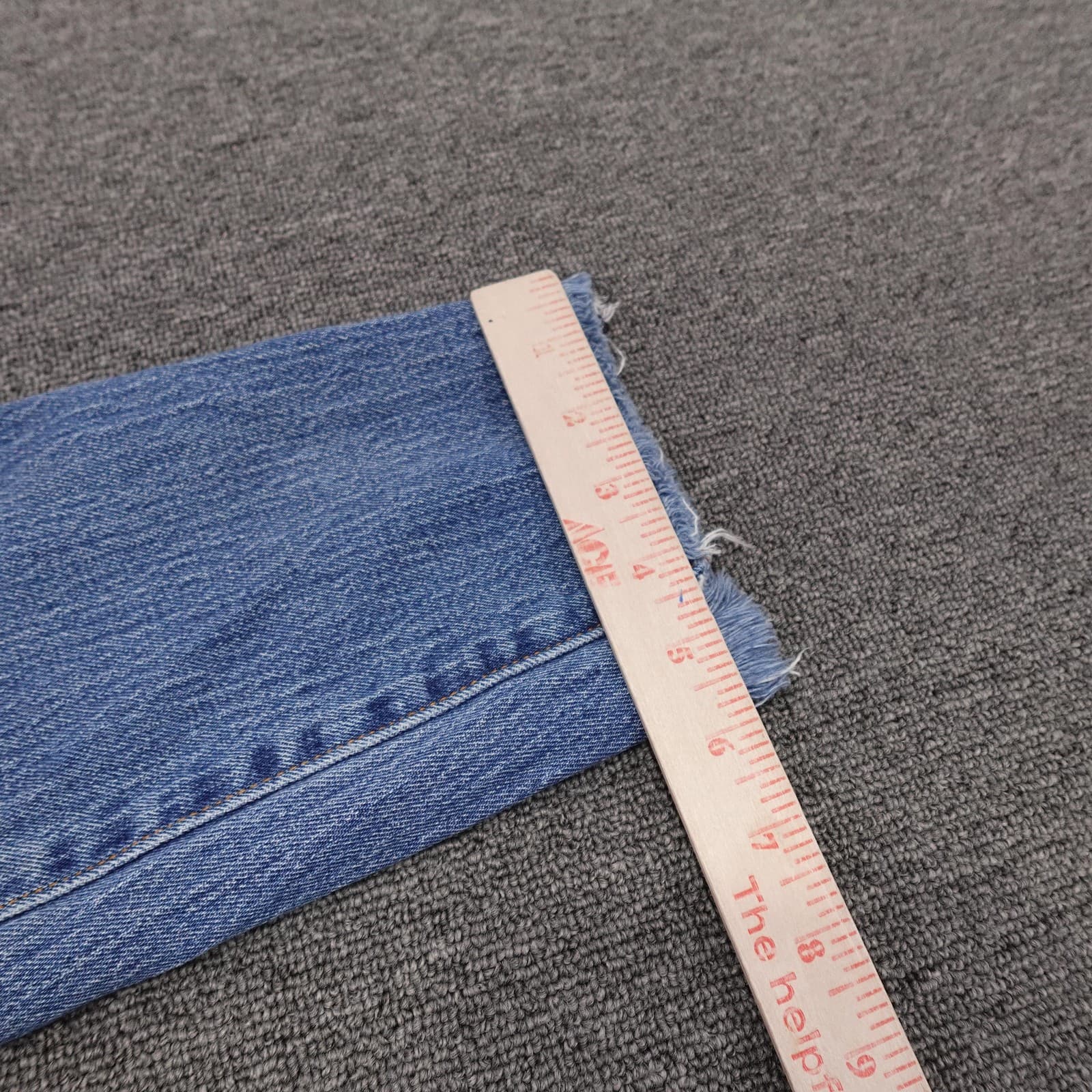 Levi's 501 Jeans Mens 30x30 Blue Wash Straight Button Fly Cone Denim Raw Hem - Thumbnail 14