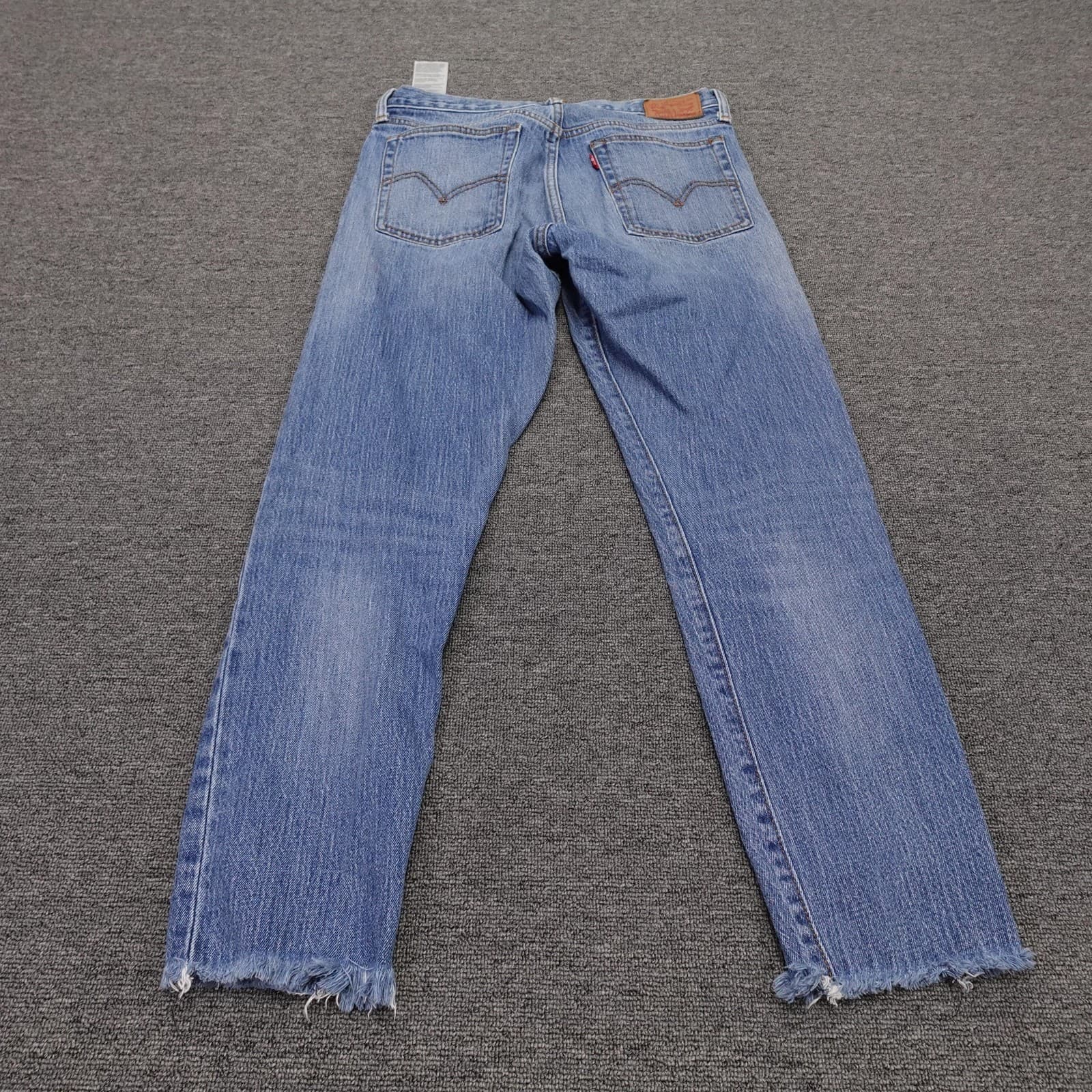 Levi's 501 Jeans Mens 30x30 Blue Wash Straight Button Fly Cone Denim Raw Hem - Thumbnail 3