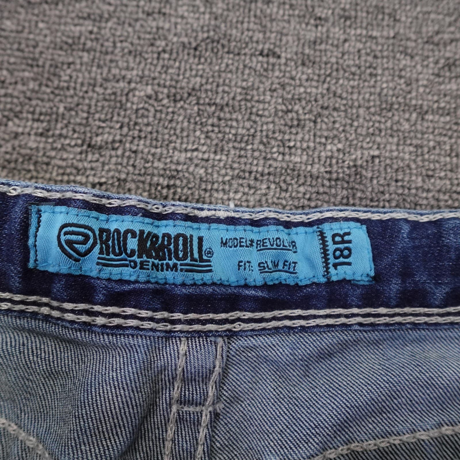 Rock & Roll Denim Revolvr Jeans Womens 18R 33x33 Blue Slim Straight Stretch - Thumbnail 4