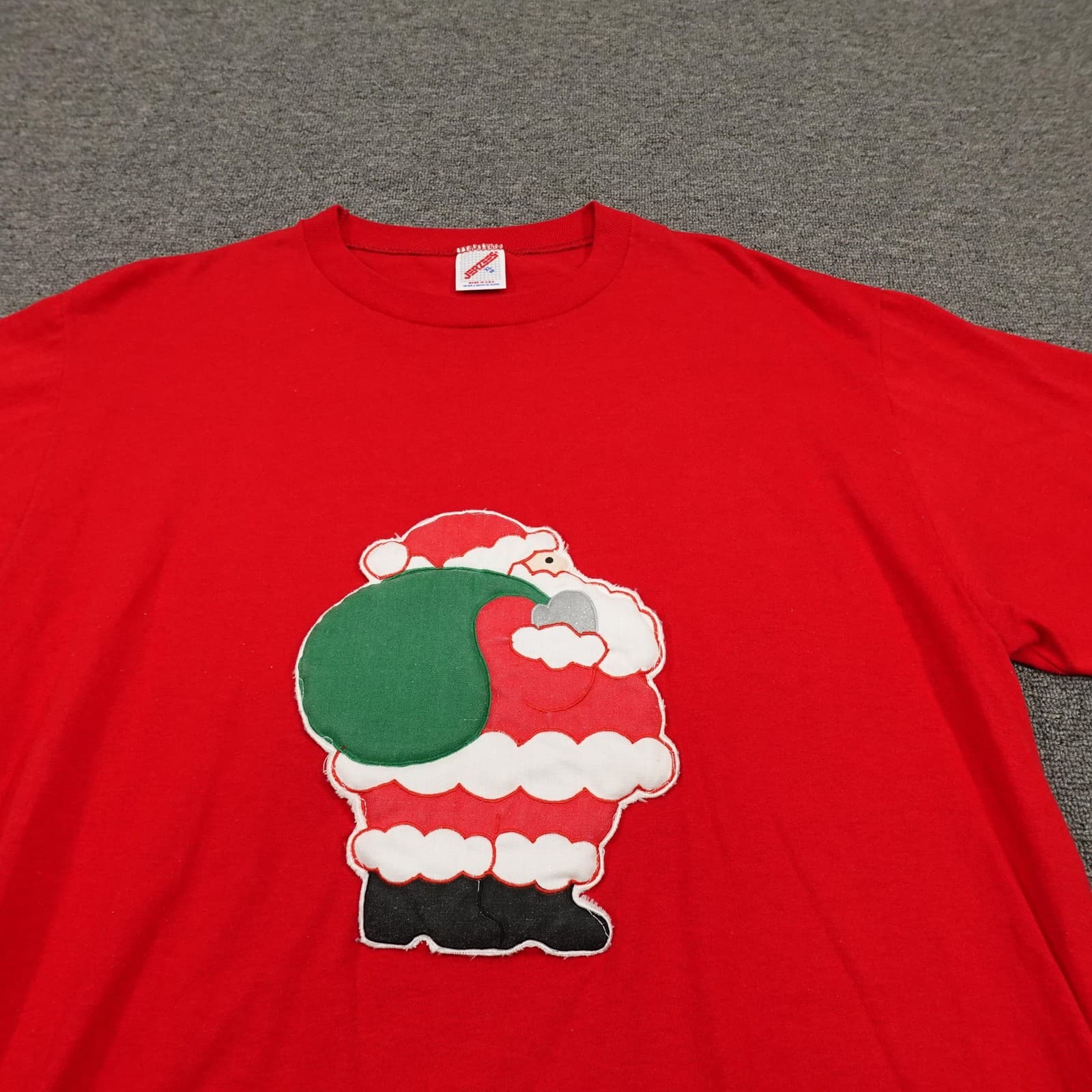 Vintage Jerzees Shirt Mens Extra Large Red Santa Claus Graphic 50/50 USA 90s - Thumbnail 2