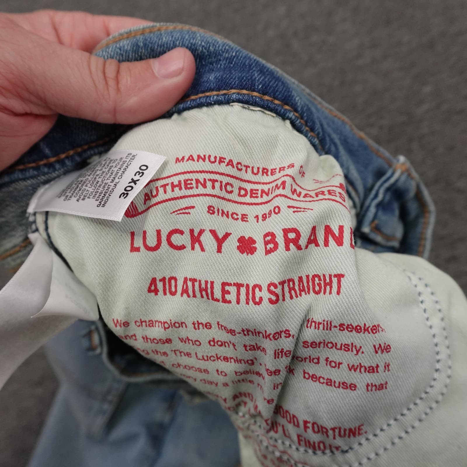 Lucky Brand 410 Athletic Straight Jeans Mens 30x29 Blue Light Wash Stretch Denim - Thumbnail 4