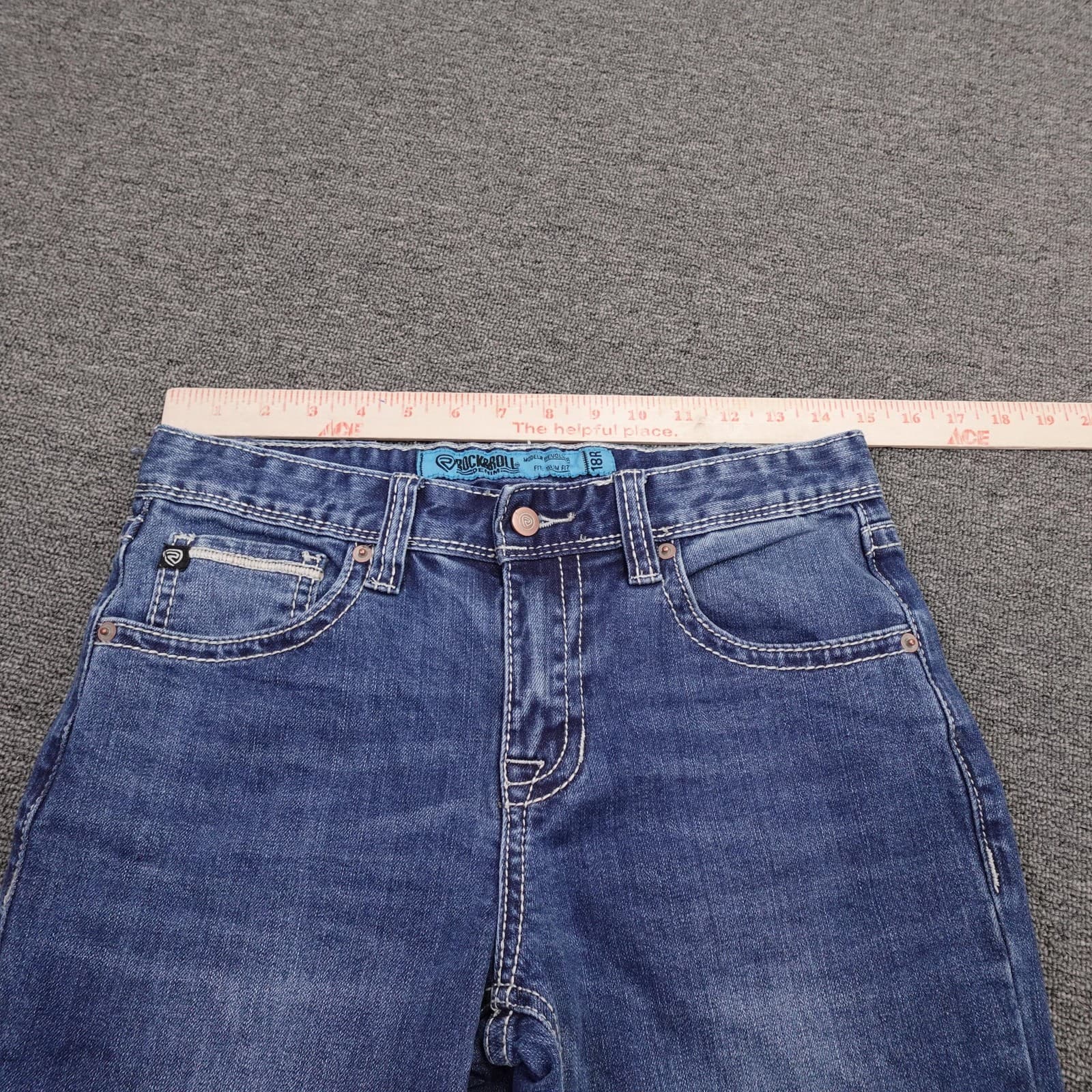 Rock & Roll Denim Revolvr Jeans Womens 18R 33x33 Blue Slim Straight Stretch - Thumbnail 8