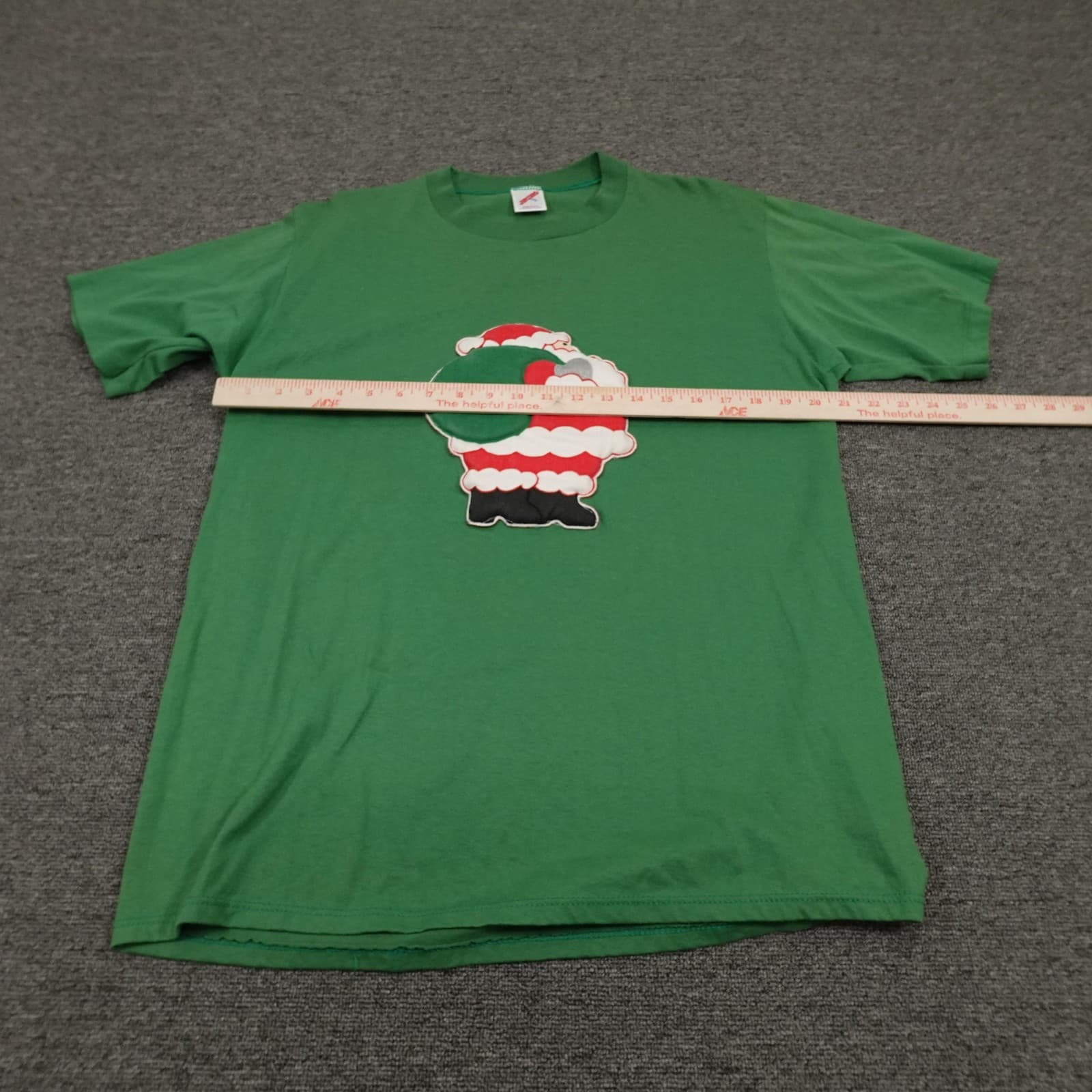 Vintage Jerzees Shirt Mens XL Green Santa Christmas Made USA Single Stitch 90s - Thumbnail 3