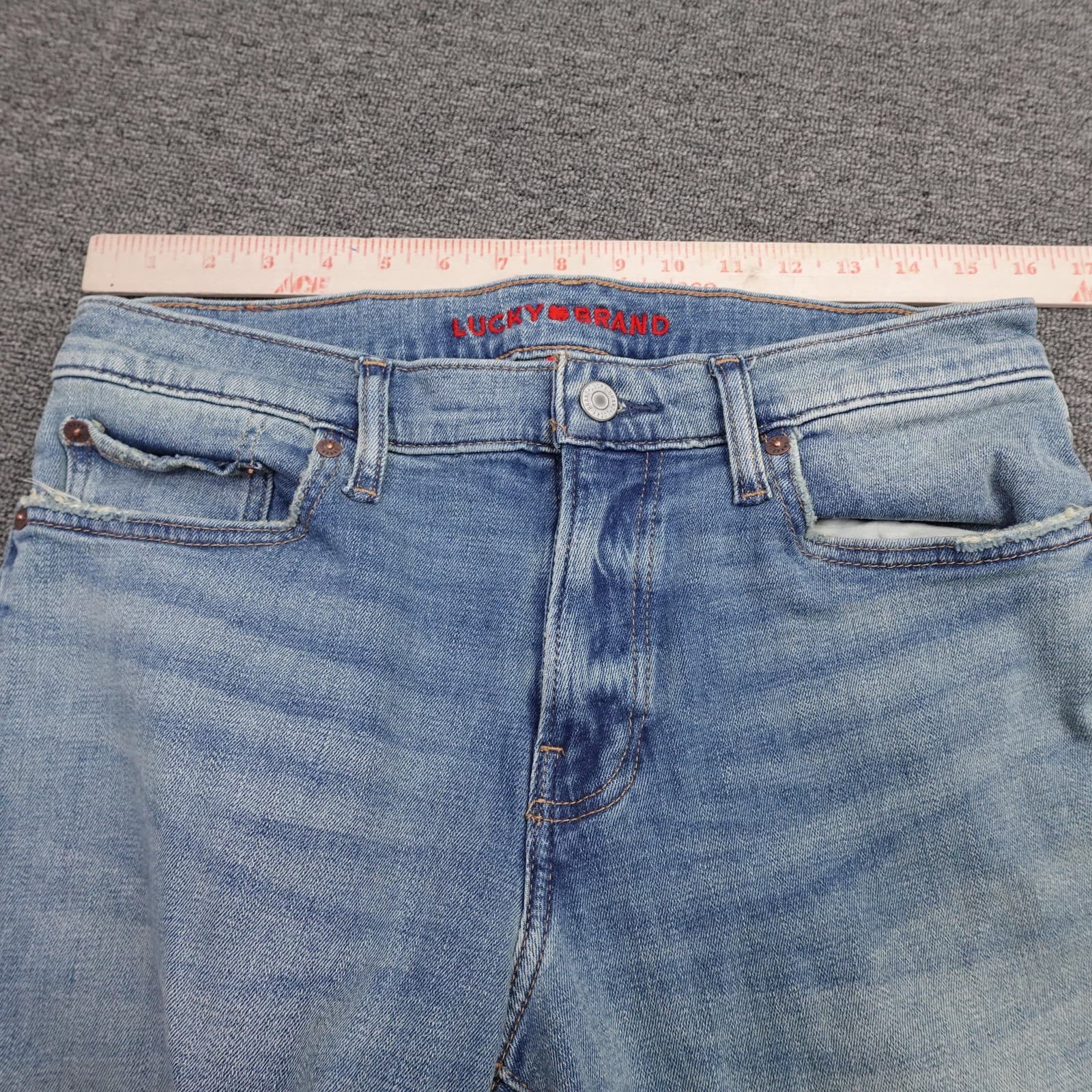 Lucky Brand 410 Athletic Straight Jeans Mens 30x29 Blue Light Wash Stretch Denim - Thumbnail 10