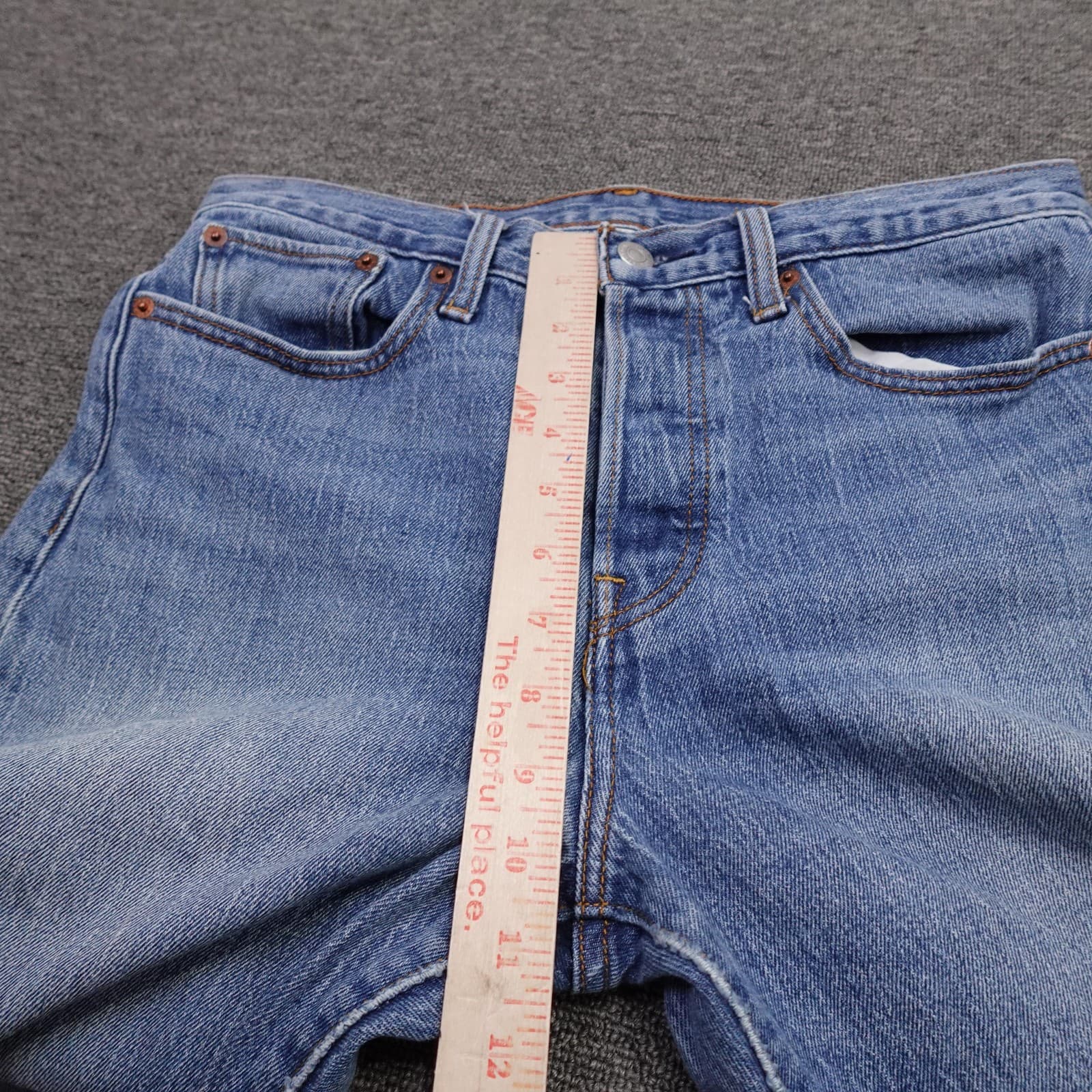 Levi's 501 Jeans Mens 30x30 Blue Wash Straight Button Fly Cone Denim Raw Hem - Thumbnail 11